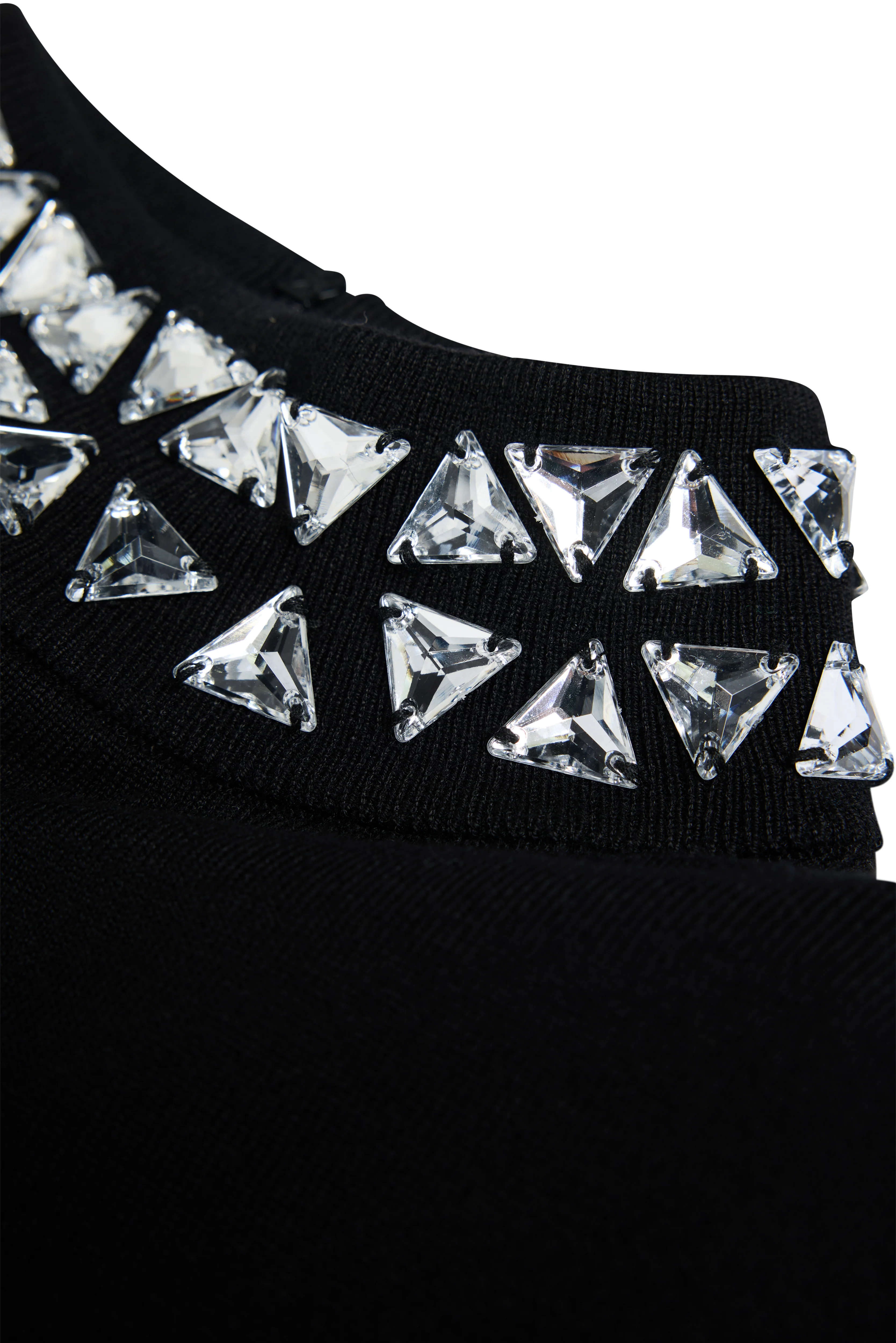 Crystal Roll Neck Knit Dress (Black) - Image 8
