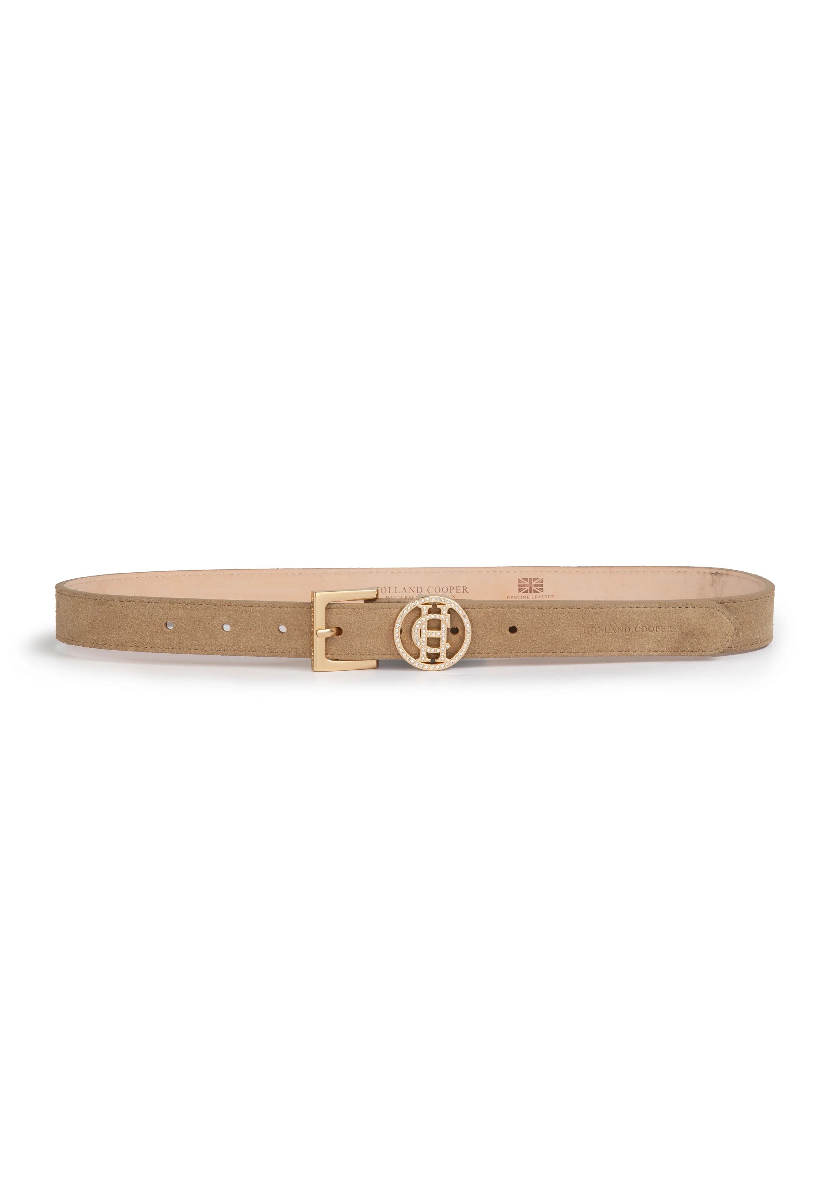 Crystal Slim Logo Belt (Taupe Suede) - Image 3