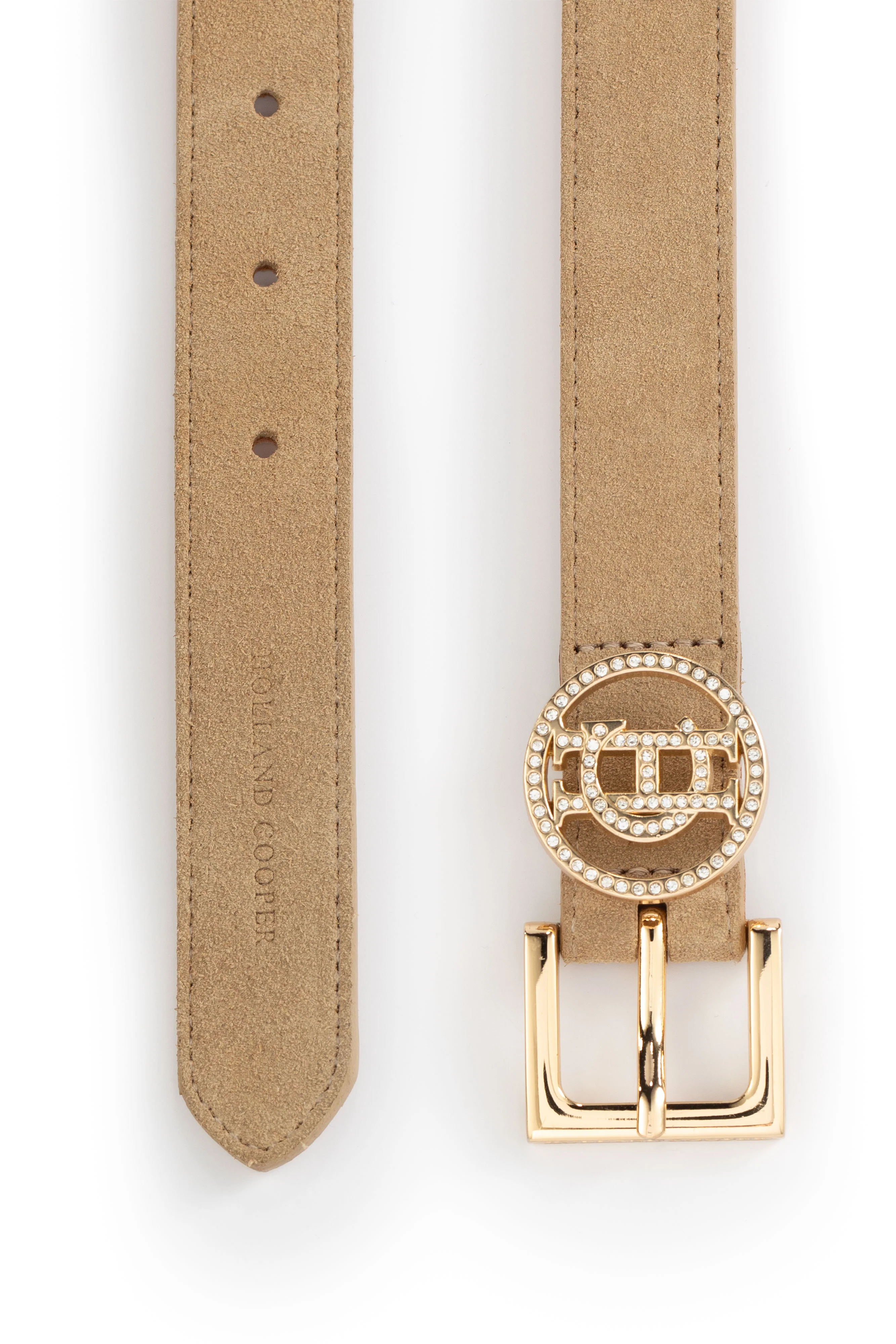 Crystal Slim Logo Belt (Taupe Suede) - Image 6