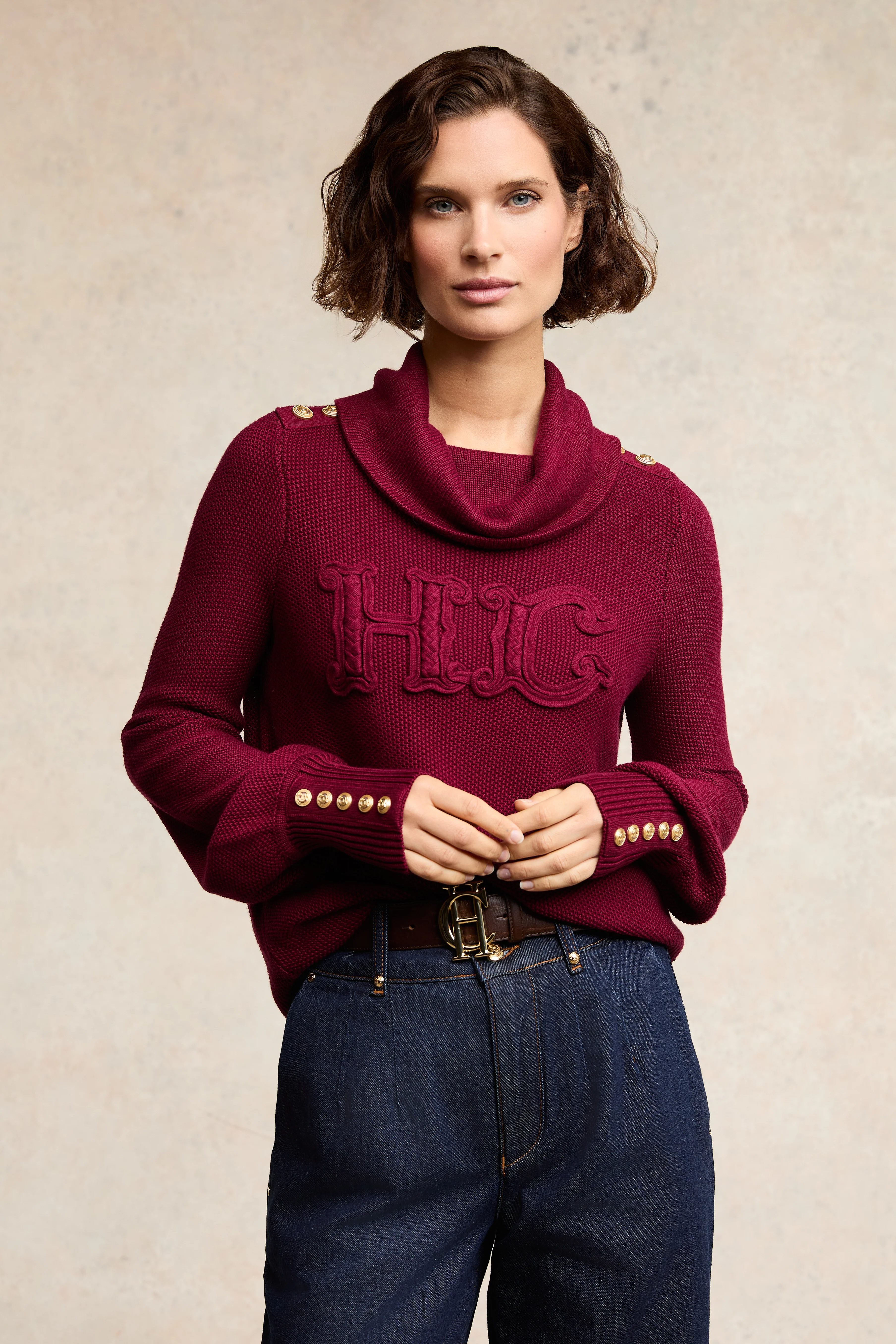 Daisy Roll Neck Knit (Wine) - Image 3