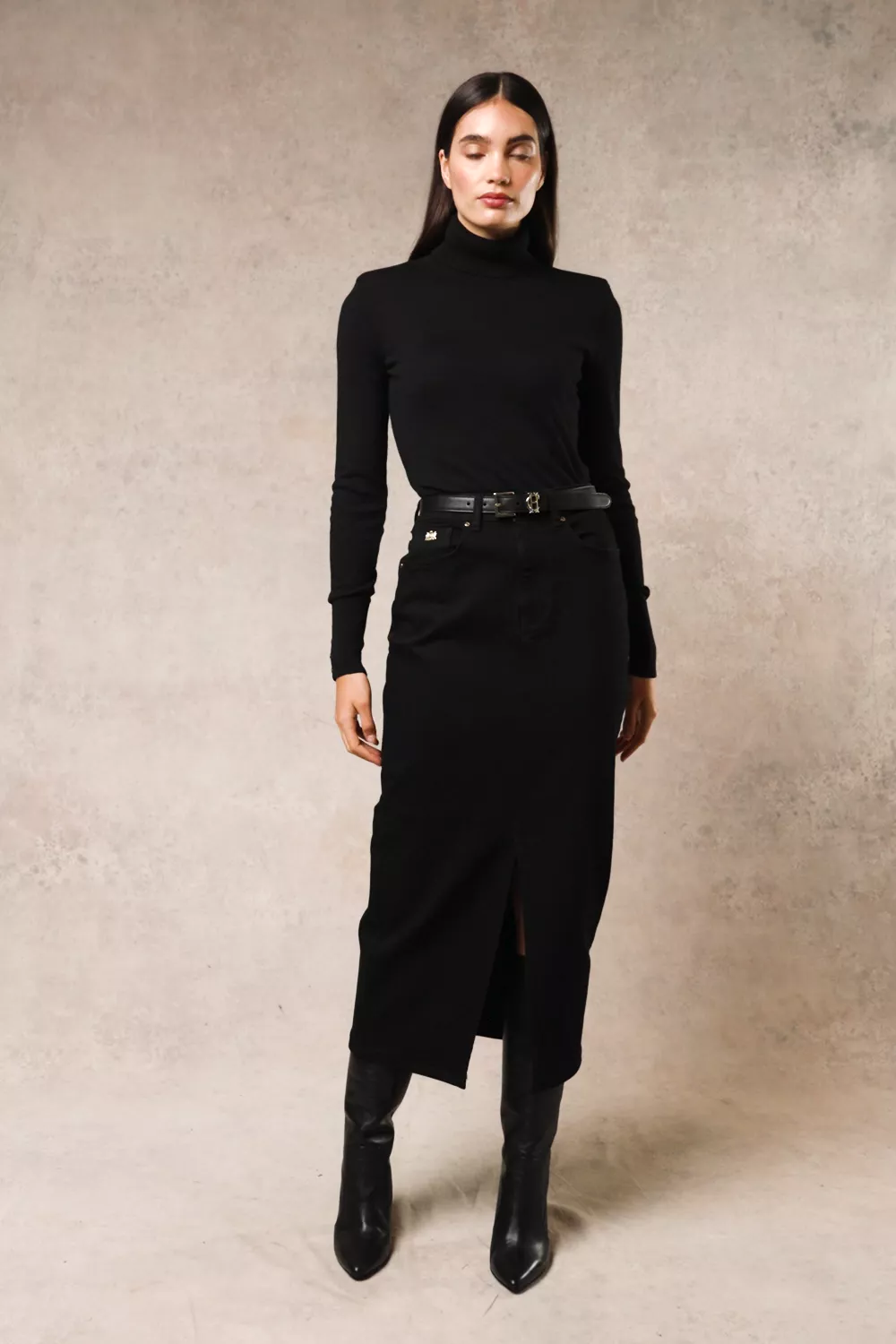 Denim Maxi Skirt (Black) - Image 5