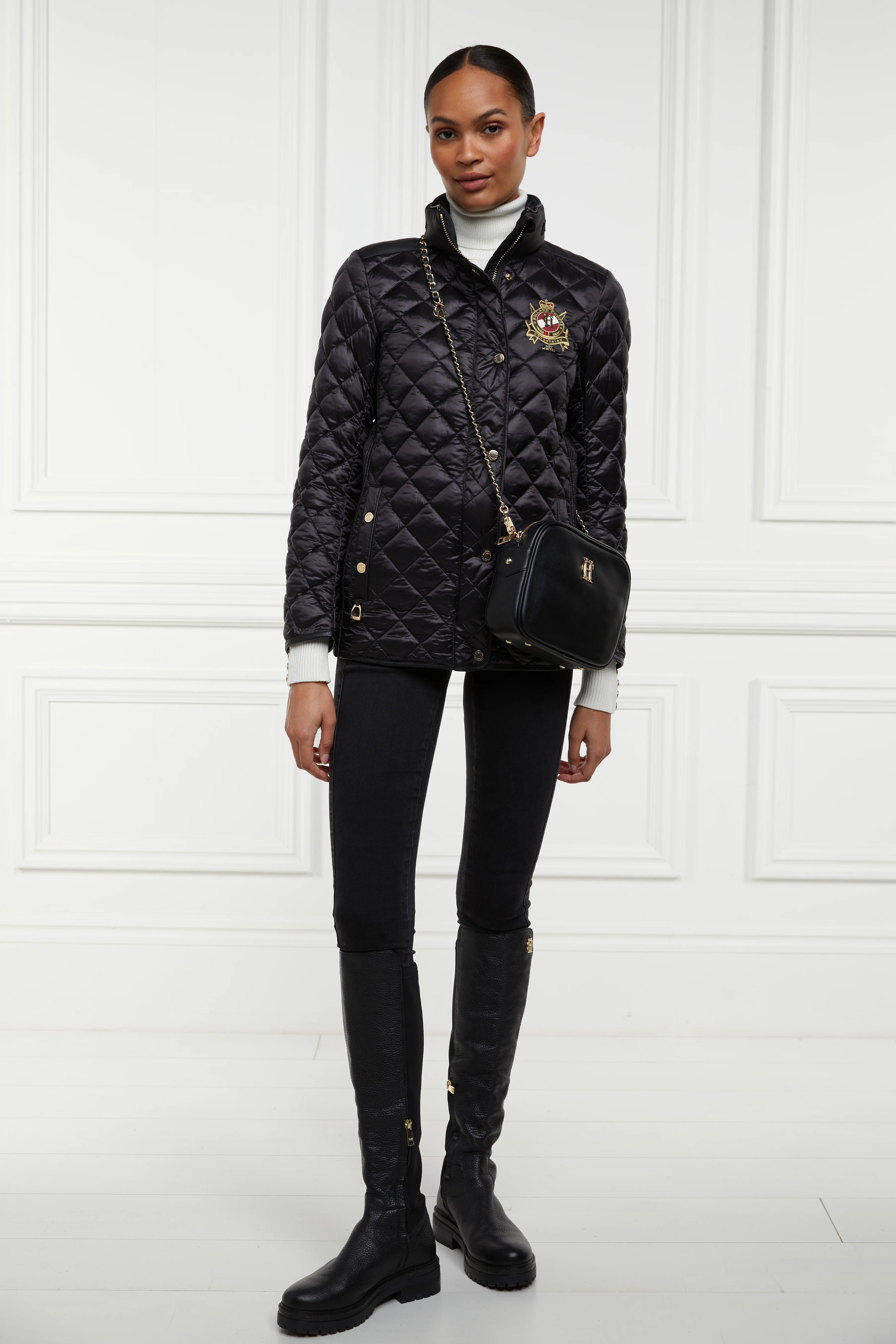 Diamond Quilt Classic Jacket (Black) - Image 2