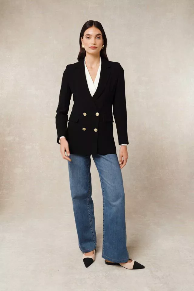 Double Breasted Blazer (Black Linen) - Image 5