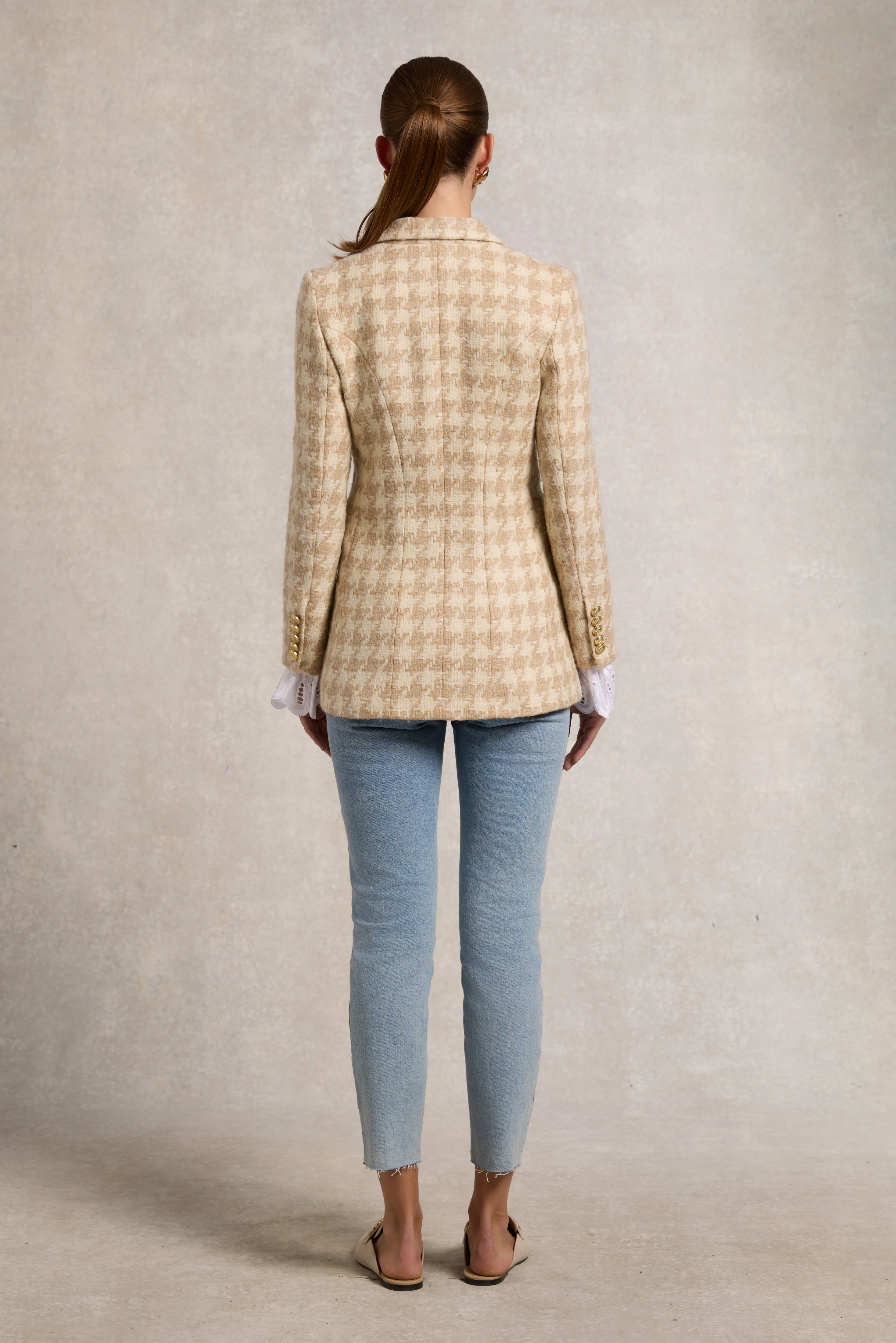 Double Breasted Blazer (Camel Houndstooth) - Image 5