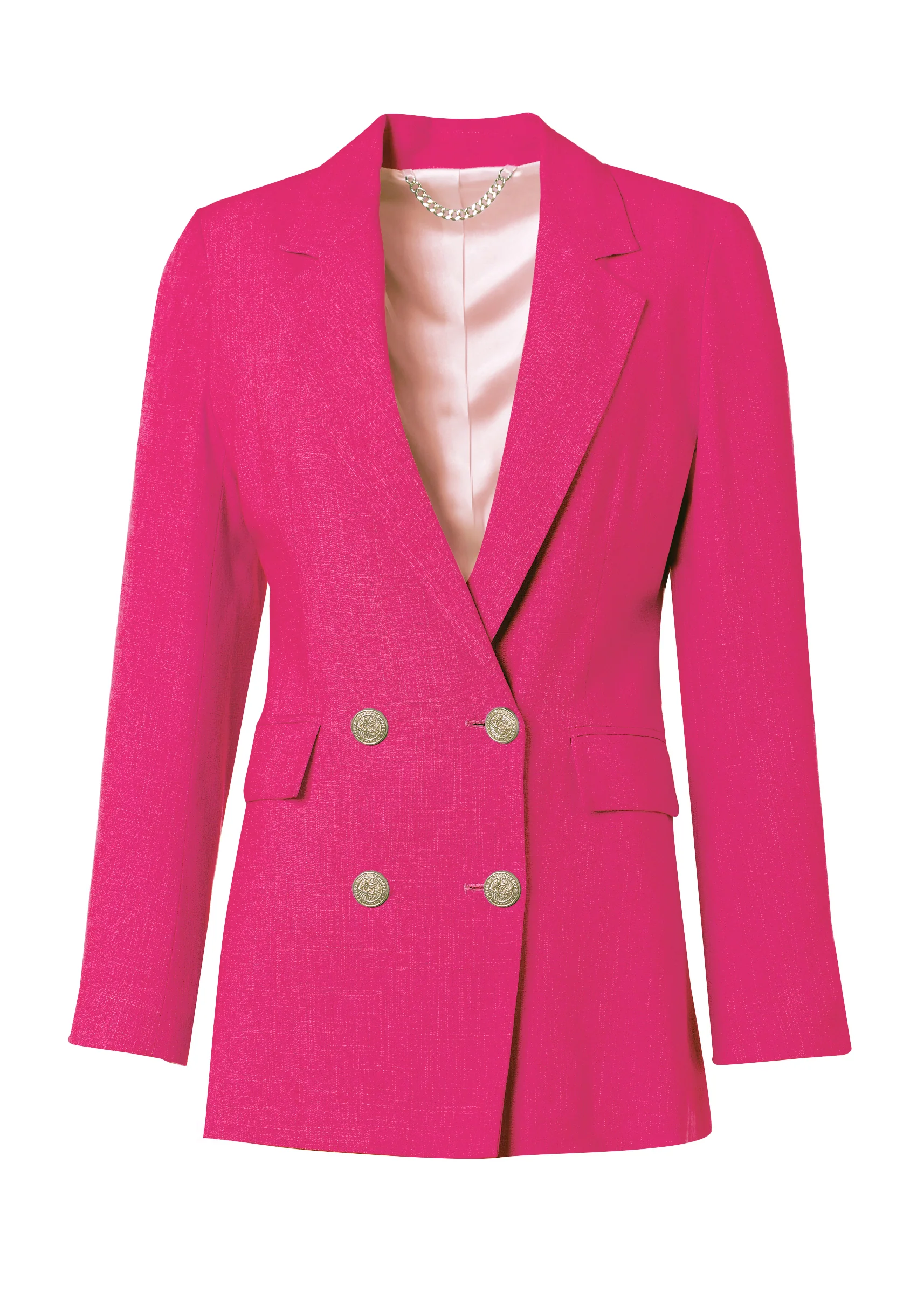 Double Breasted Blazer (Hot Pink Linen) - Image 4