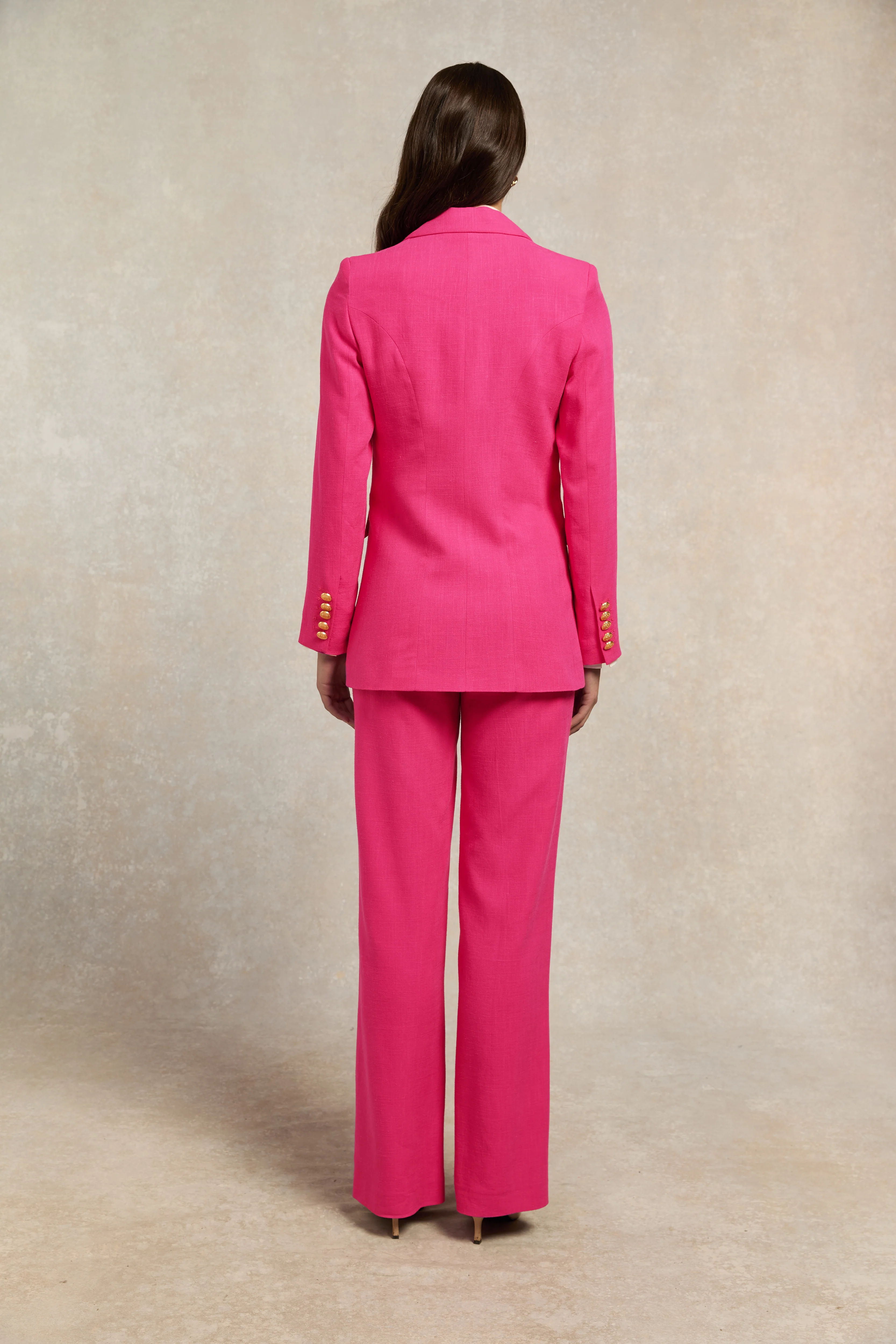 Double Breasted Blazer (Hot Pink Linen) - Image 5