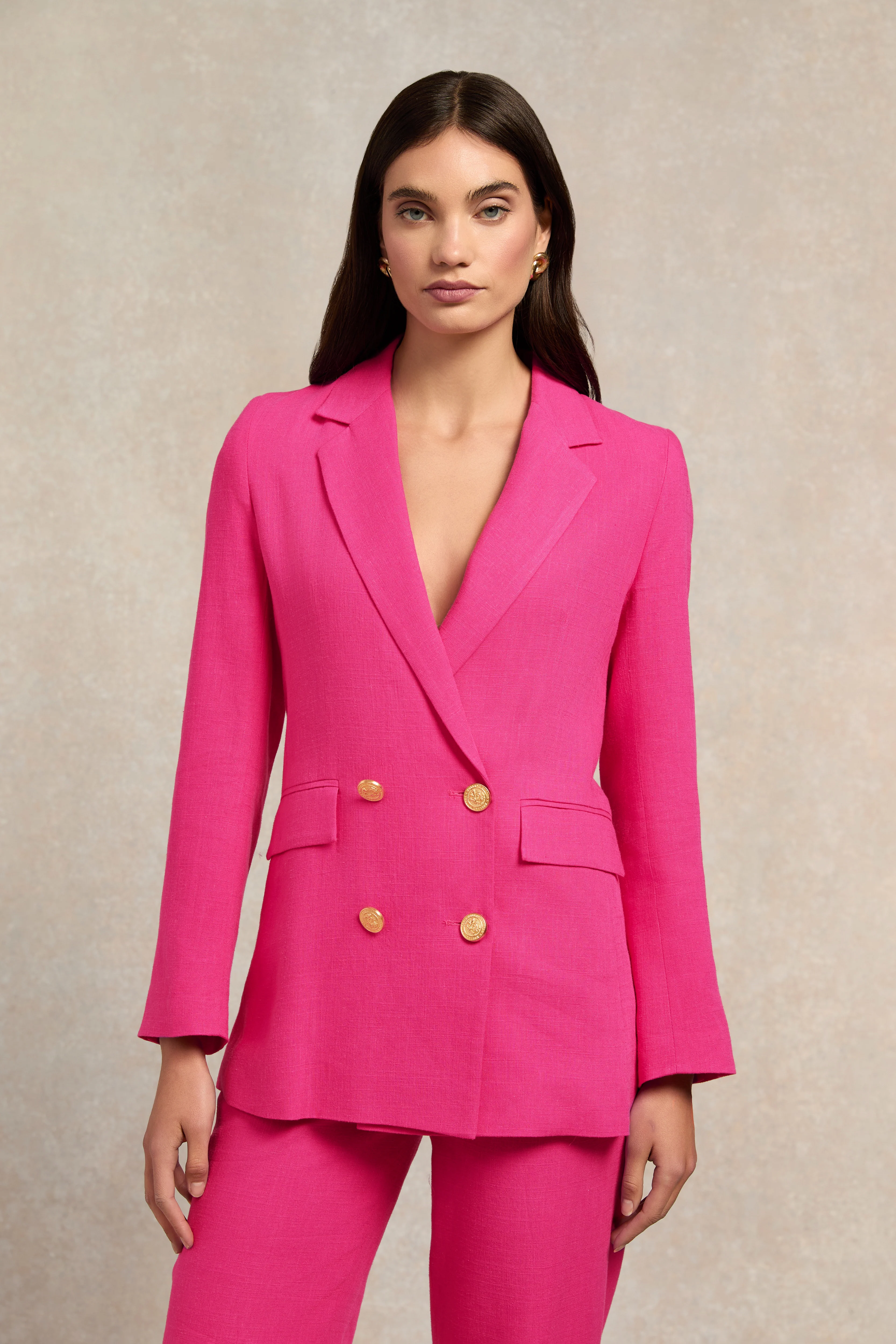 Double Breasted Blazer (Hot Pink Linen) - Image 6