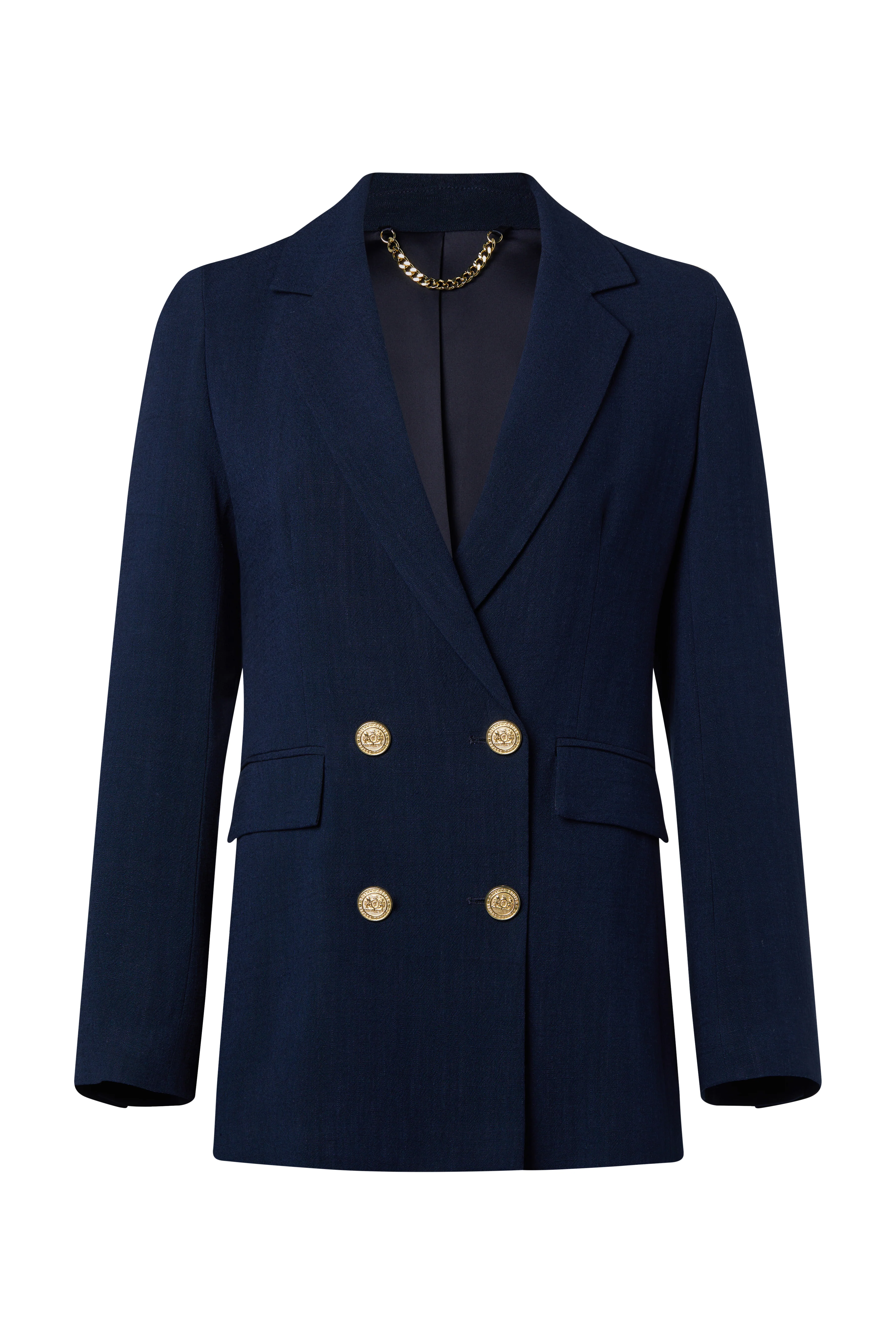 Double Breasted Blazer (Navy Linen) - Image 4