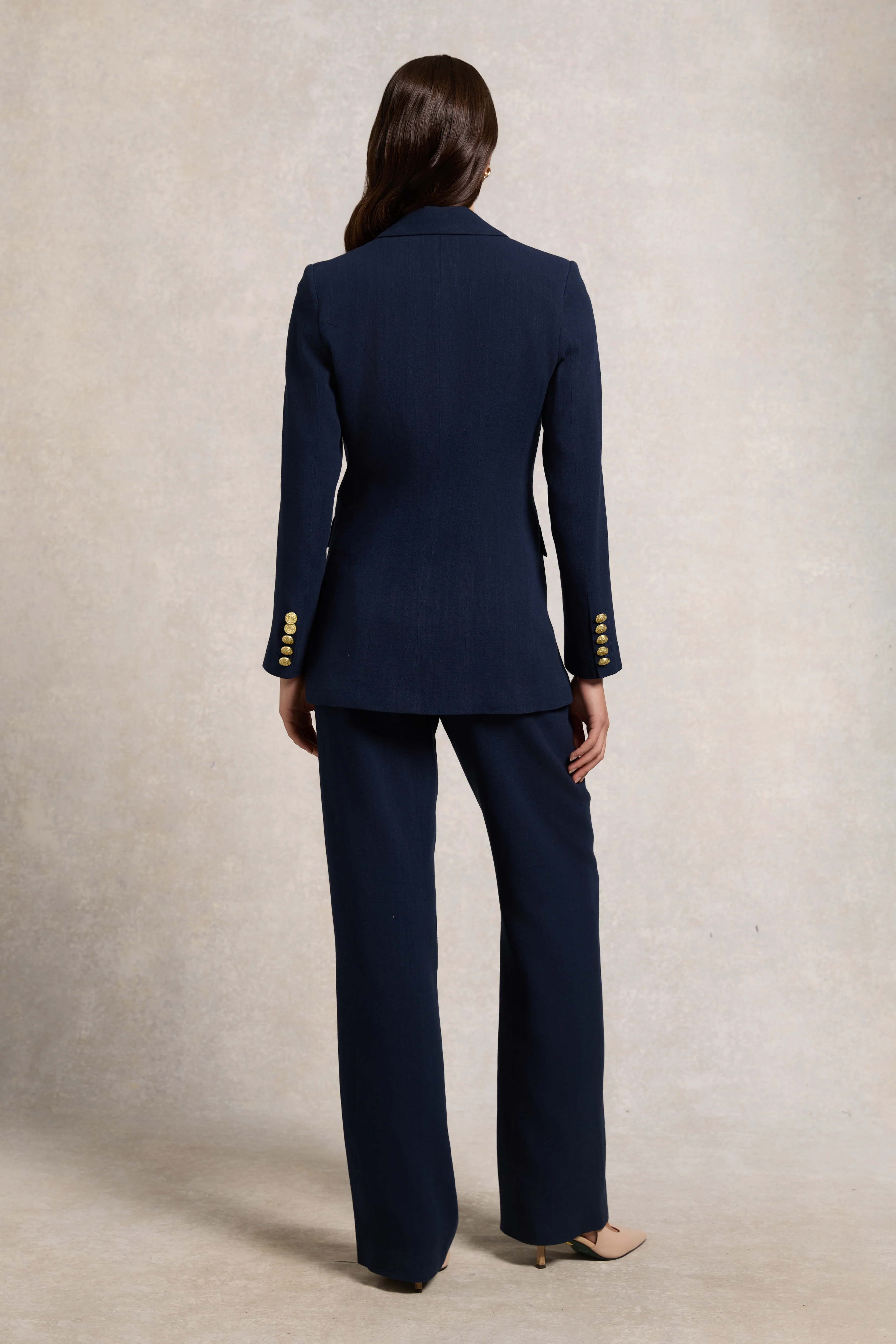 Double Breasted Blazer (Navy Linen) - Image 5