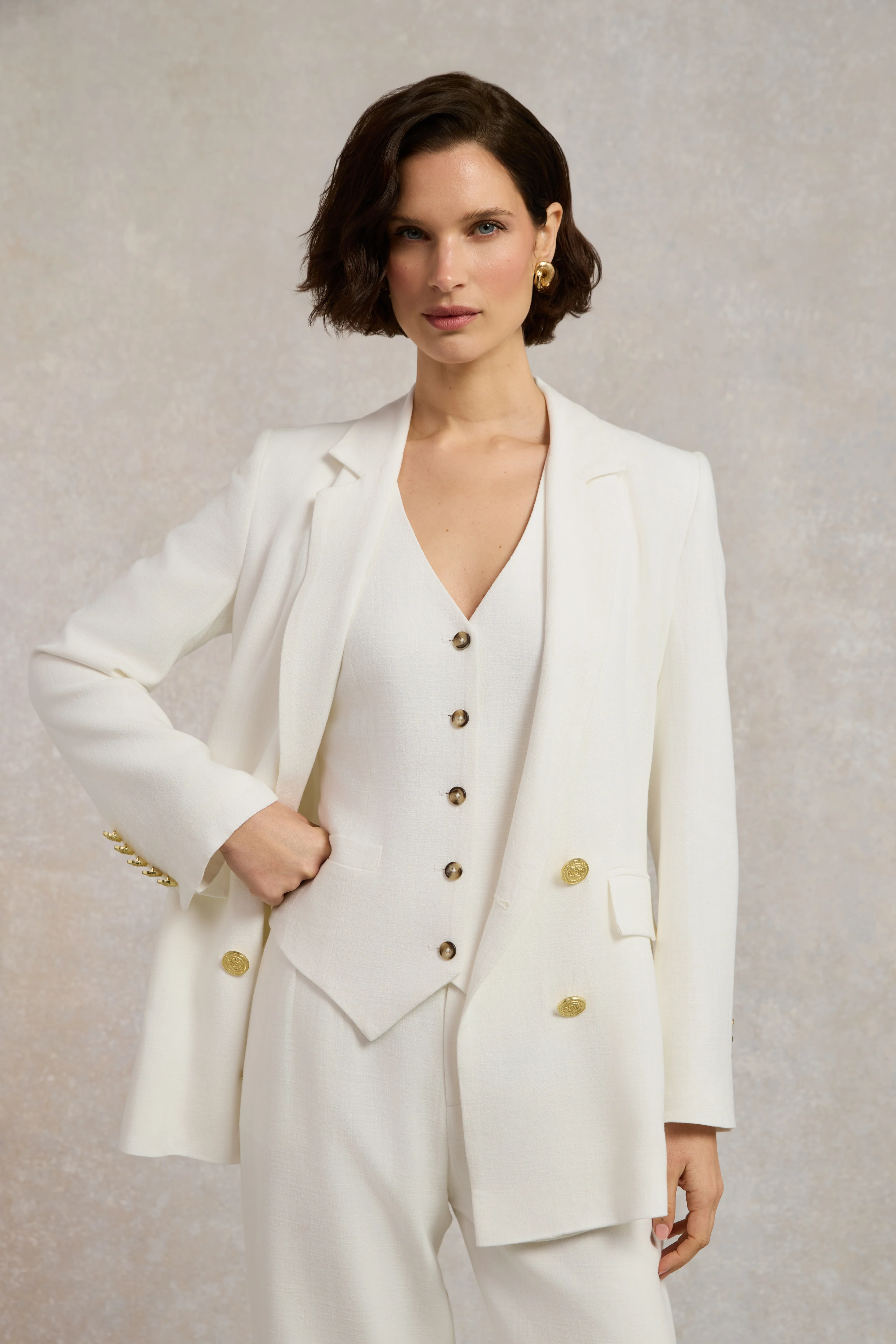 Double Breasted Blazer (Oyster Linen) - Image 7