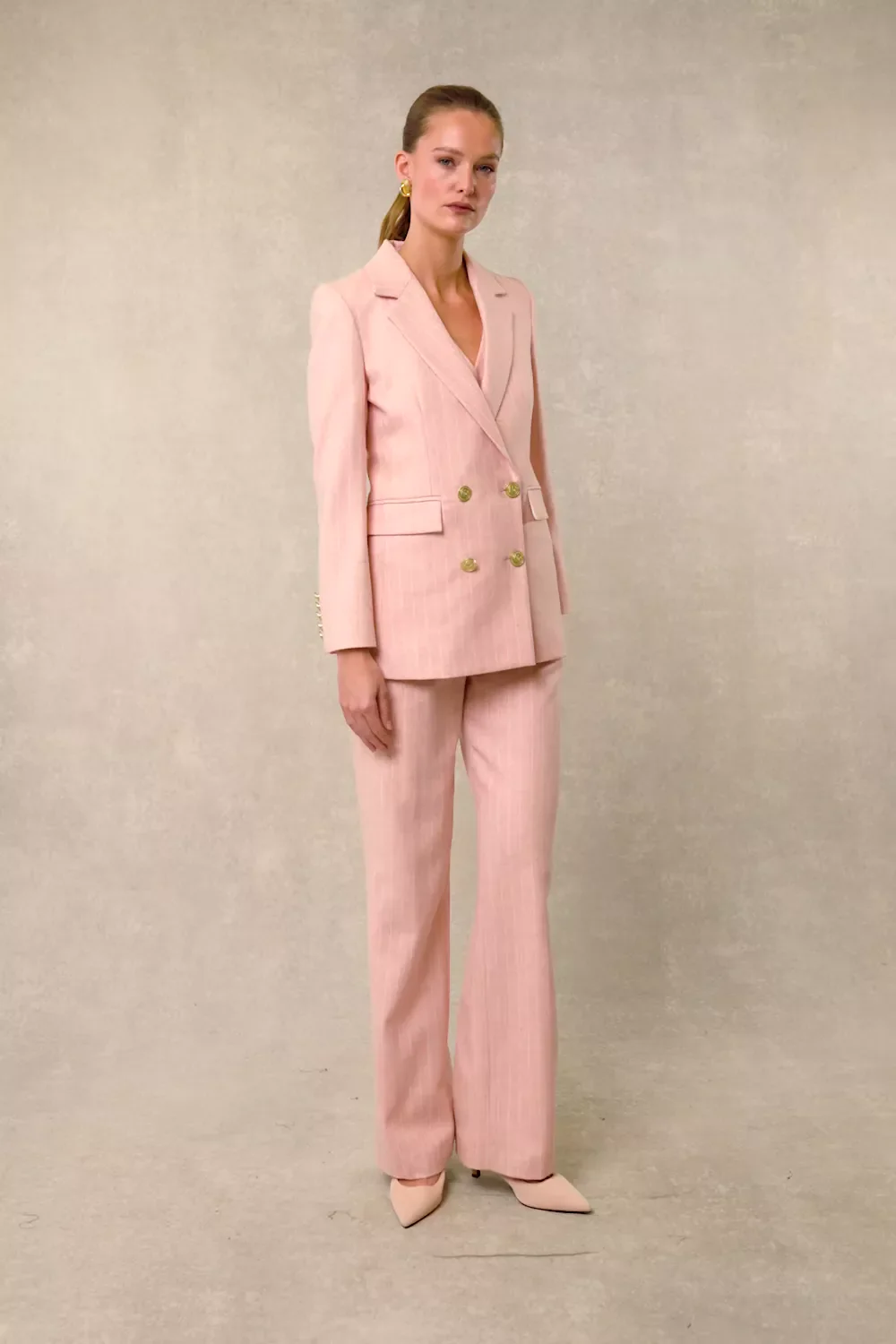 Double Breasted Blazer (Pink Chalk Pinstripe) - Image 5