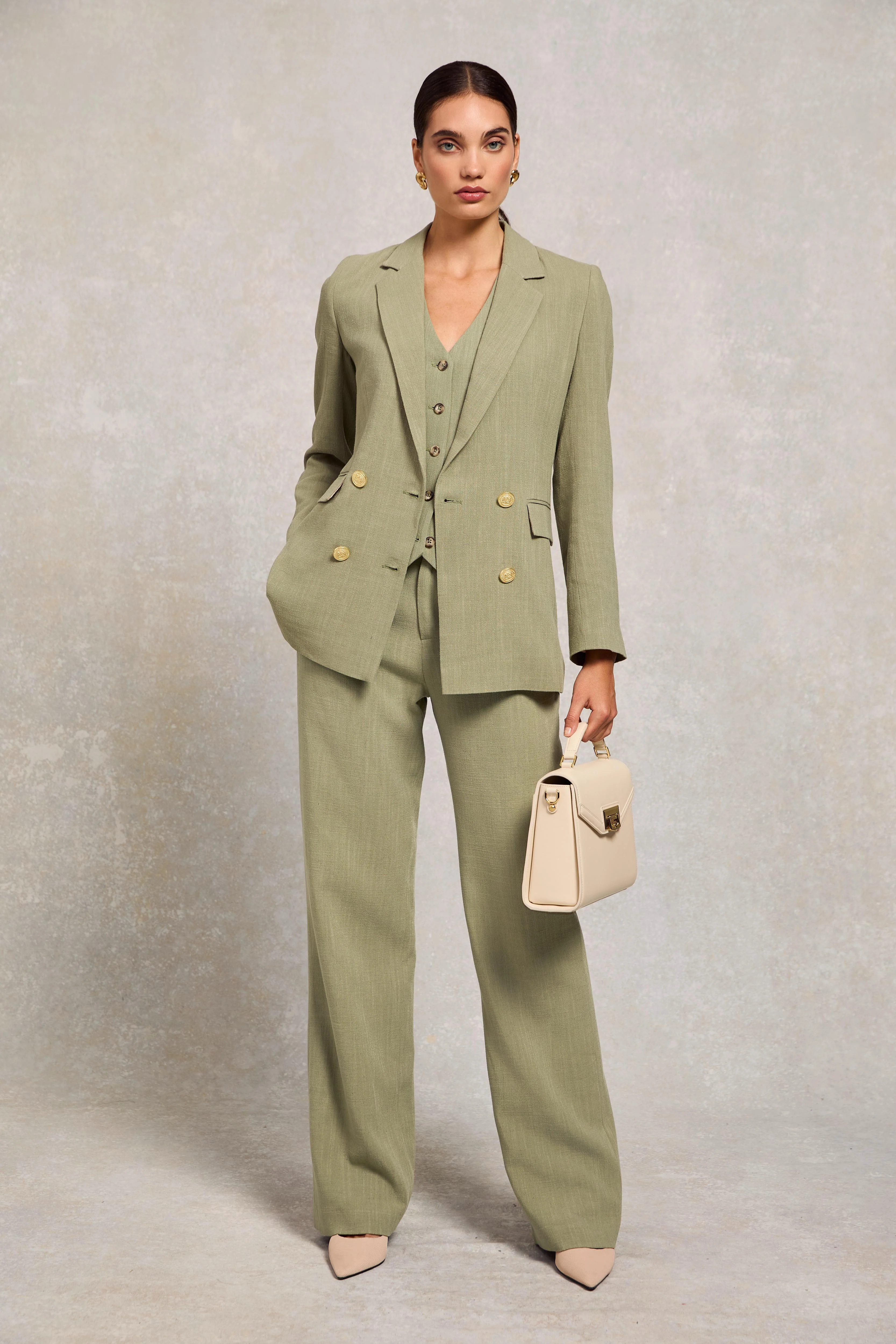 Double Breasted Blazer (Sage Linen) - Image 3