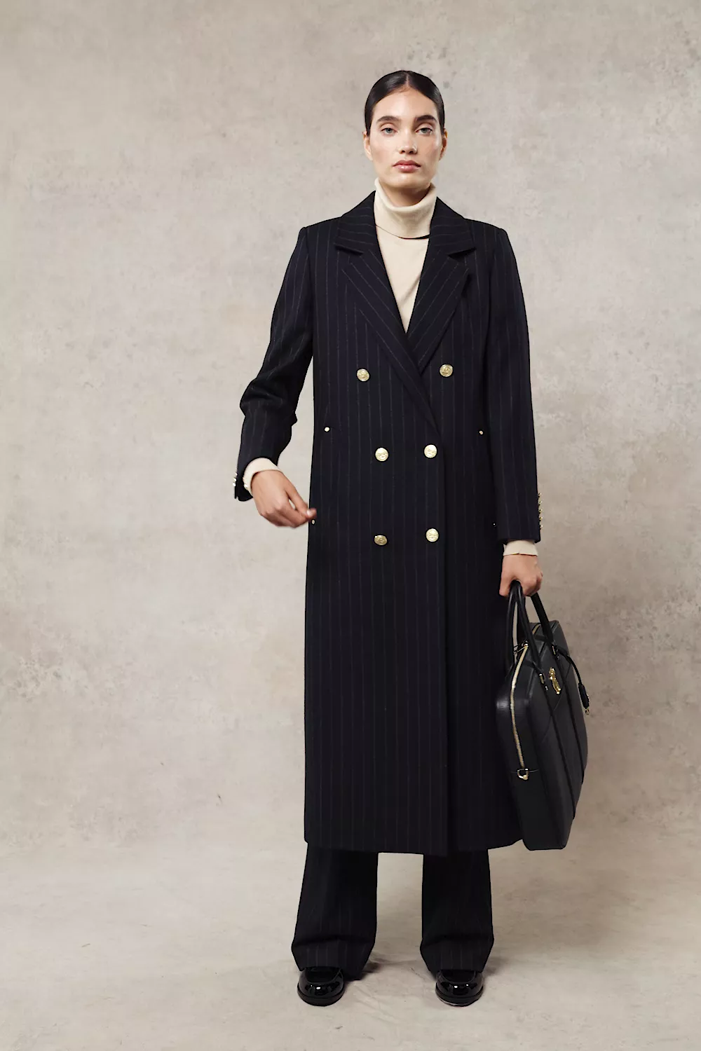 Double Breasted Coat (Dark Navy Pinstripe) - Image 5