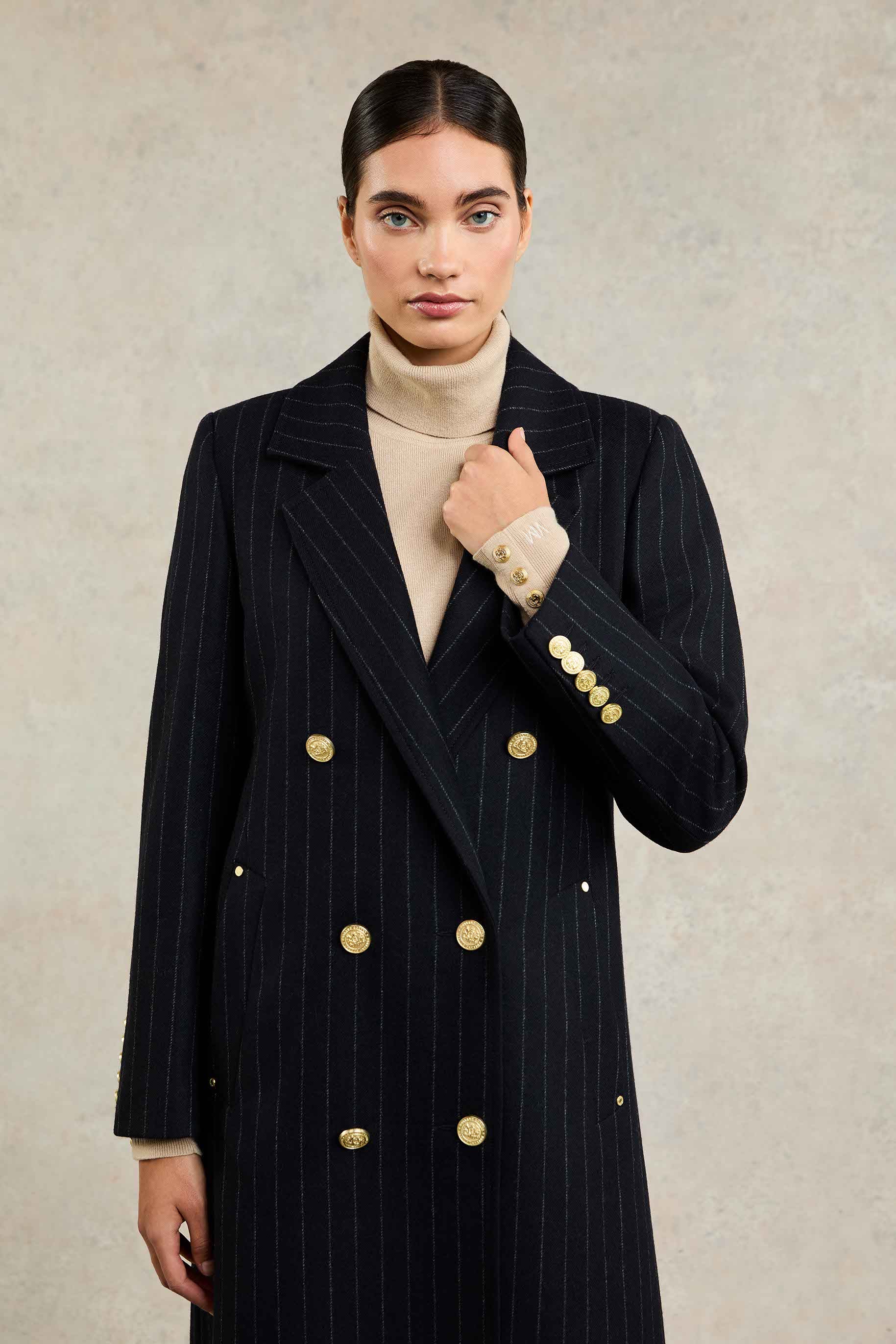 Double Breasted Coat (Dark Navy Pinstripe) - Image 7