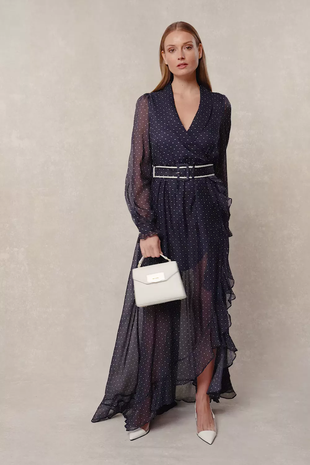 Esme Maxi Dress (Deep Navy Polka Dot) - Image 5