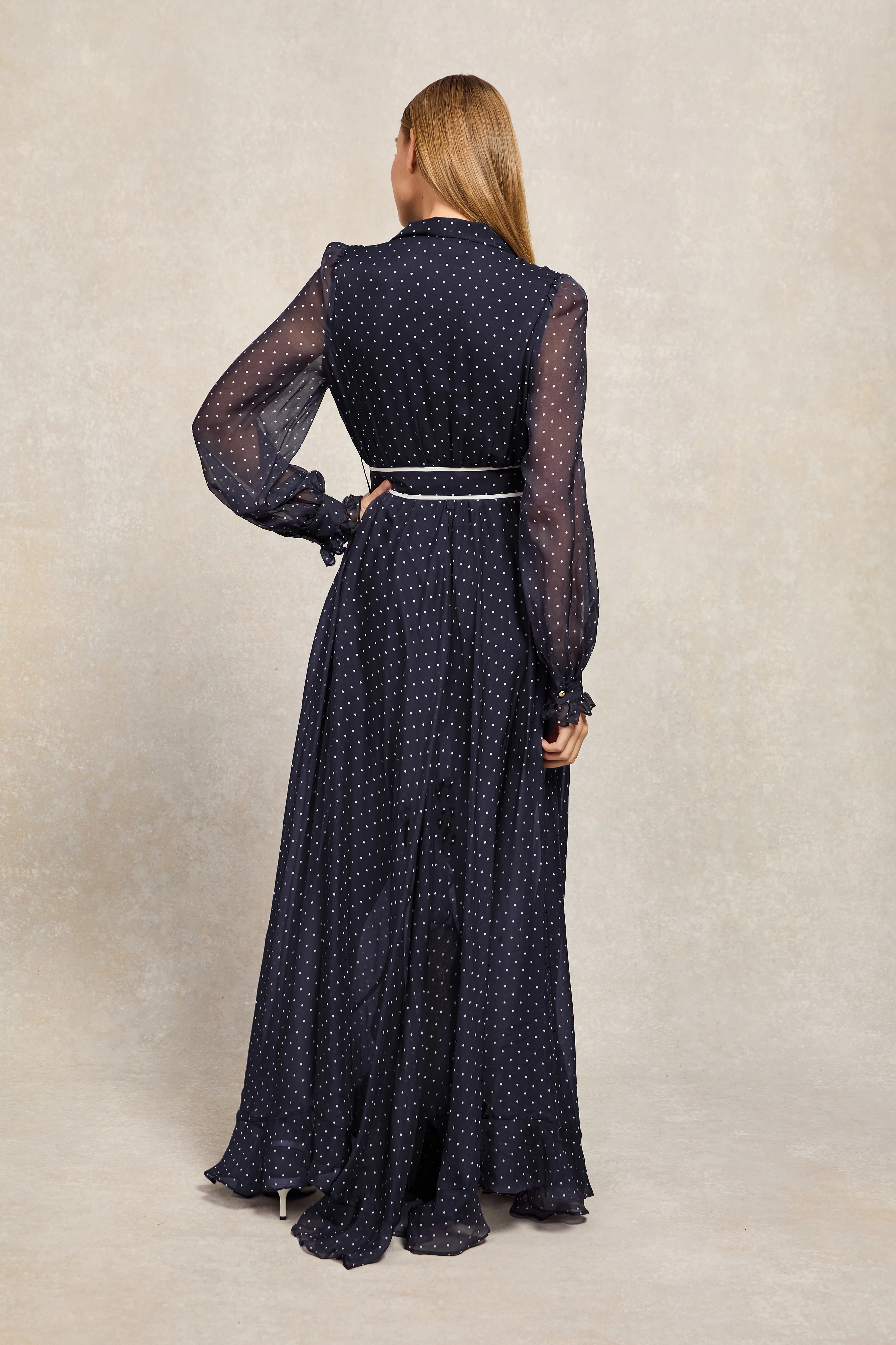 Esme Maxi Dress (Deep Navy Polka Dot) - Image 6