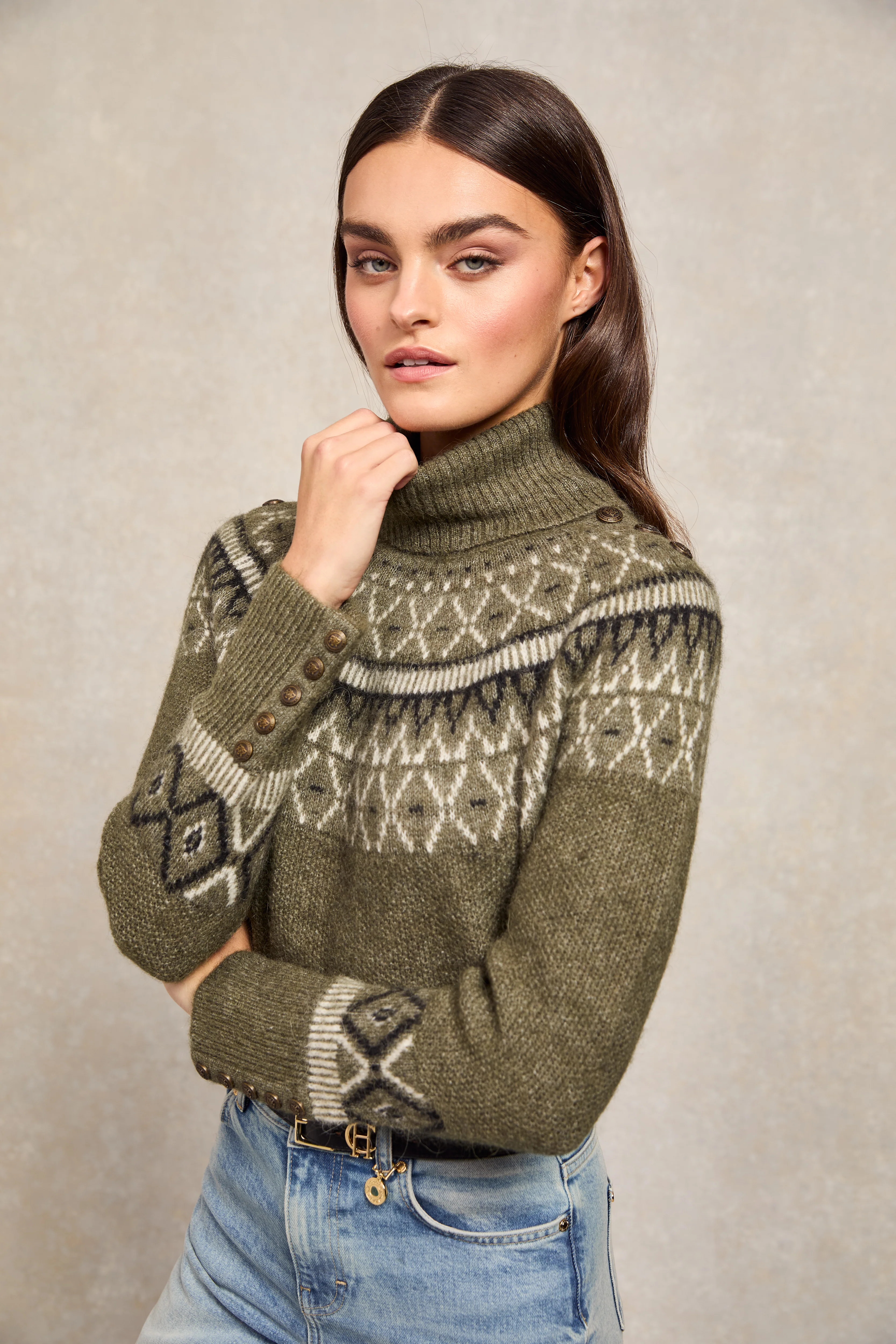 Fairisle Knit (Khaki) - Image 2