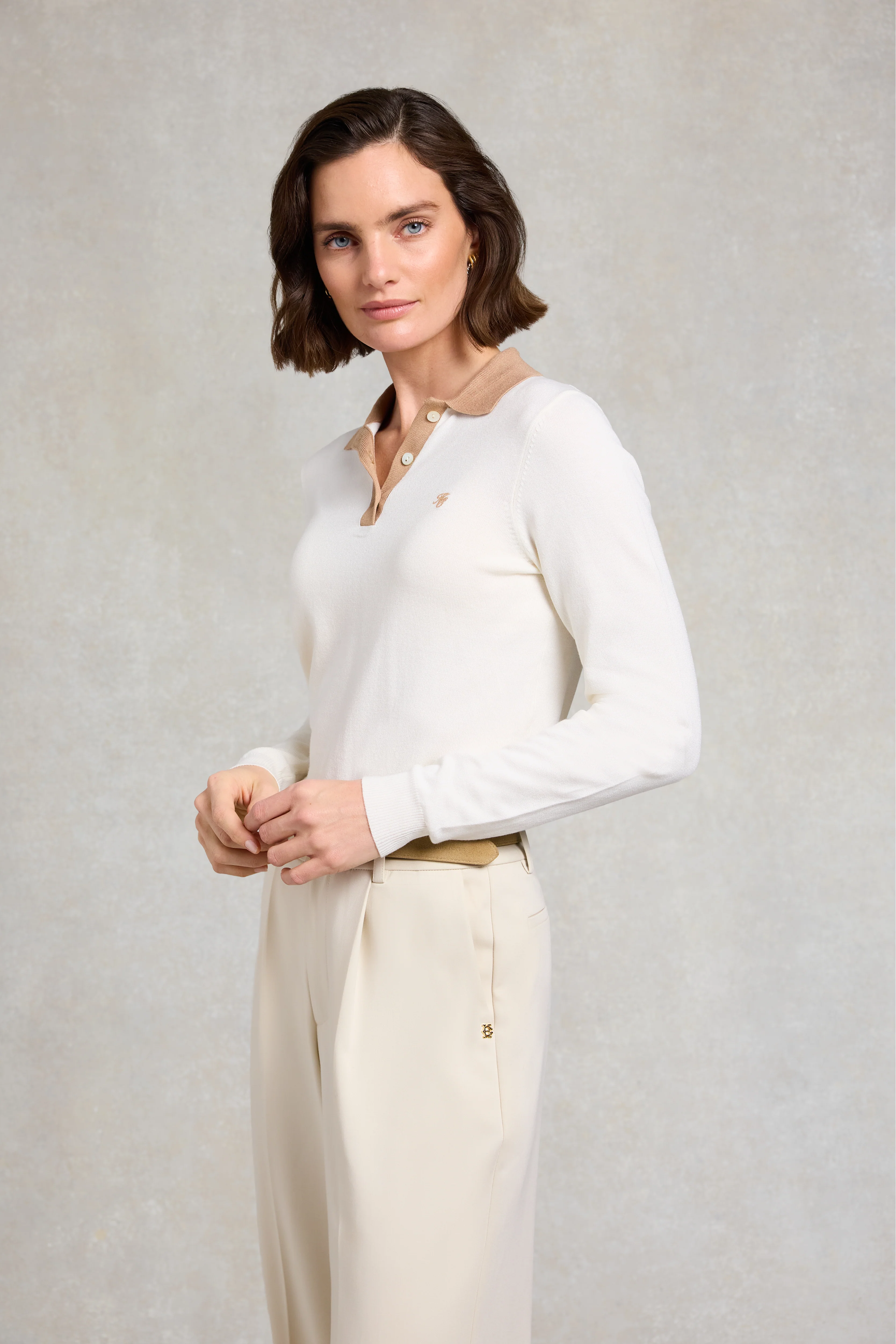 Falmouth Knitted Polo (Natural Camel) - Image 3