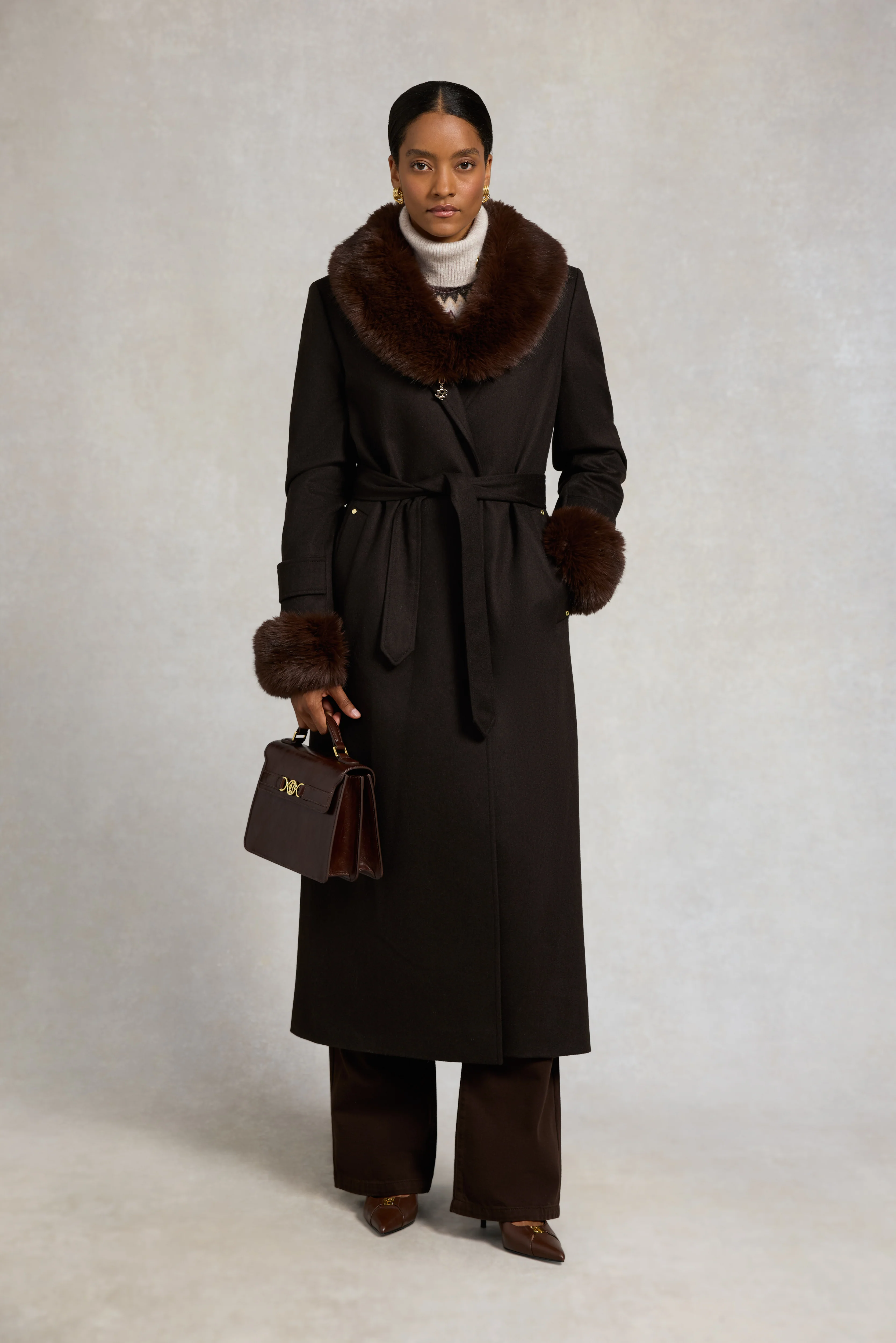 Faux Fur Shawl (Chocolate) - Image 3