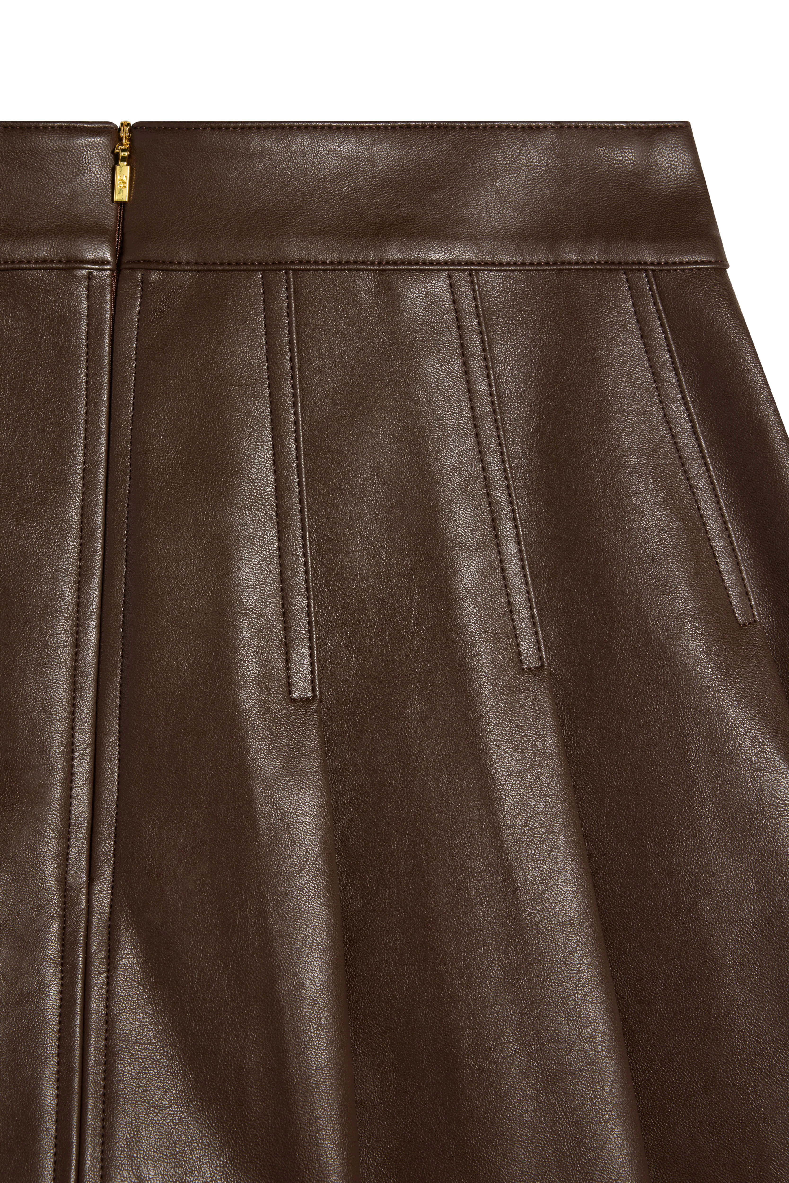 Faux Leather Pleated Mini Skirt (Espresso) - Image 6