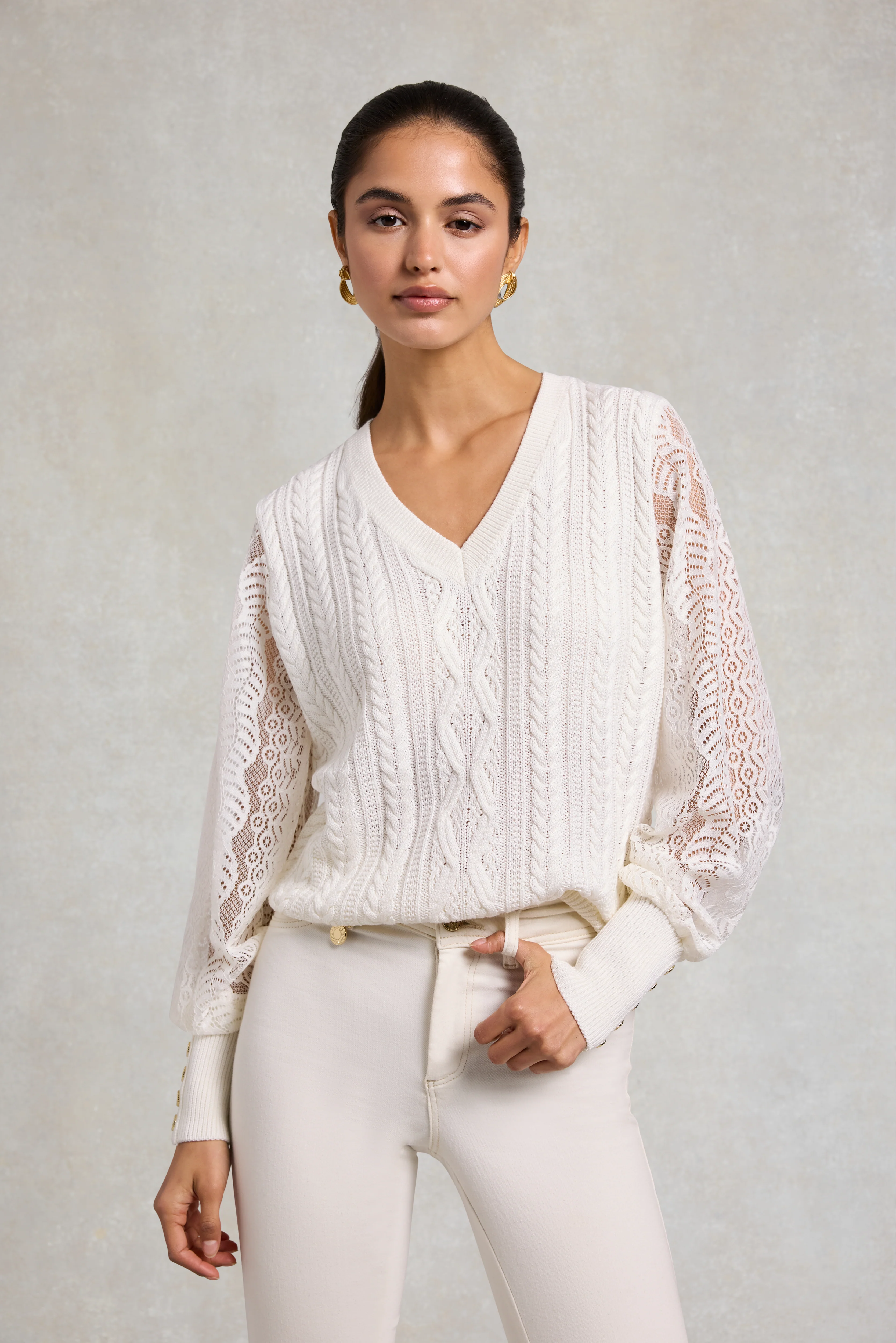 Featherton V-Neck Knit (Natural)