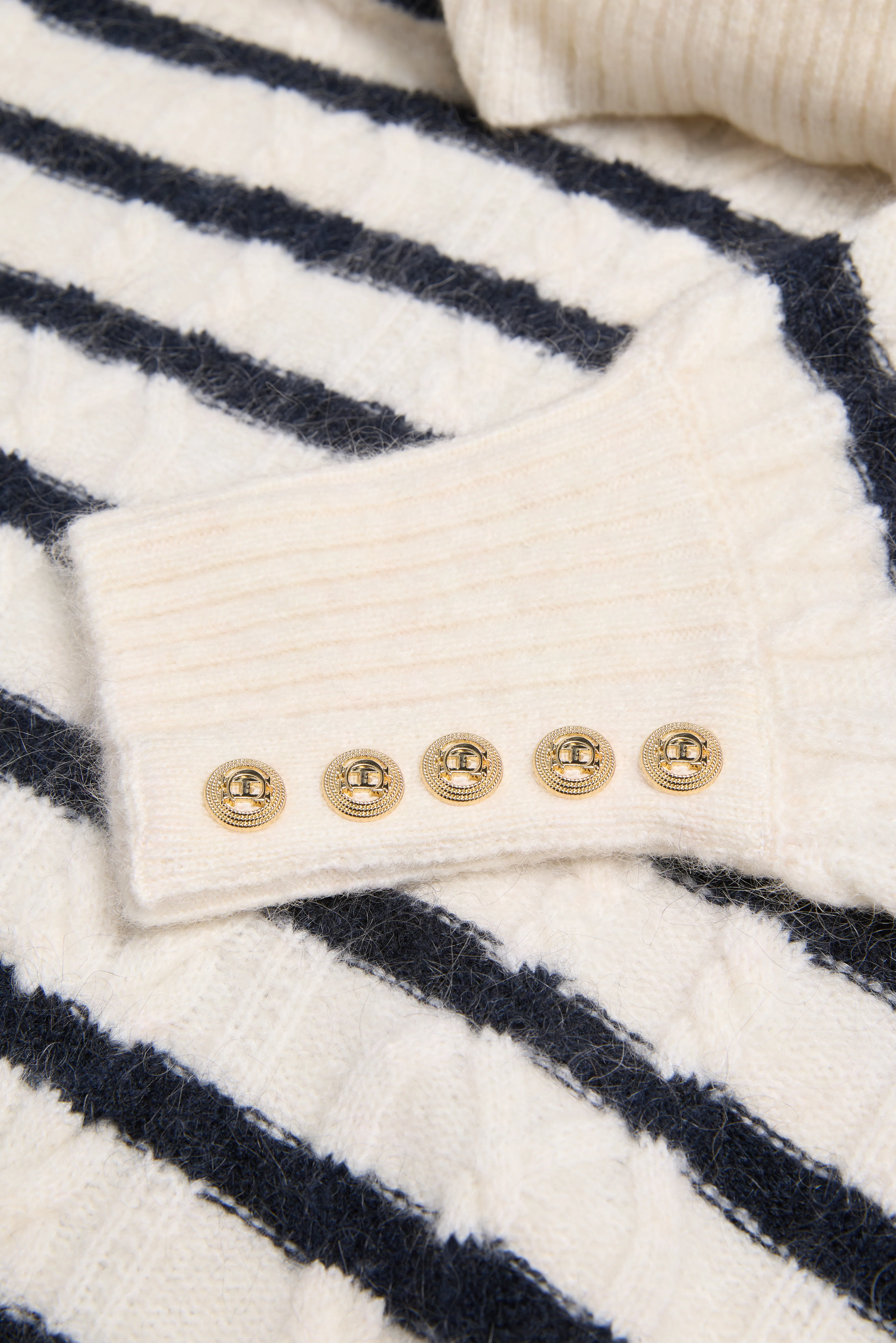 Frances Cowl Neck Knit (Natural Stripe) - Image 7