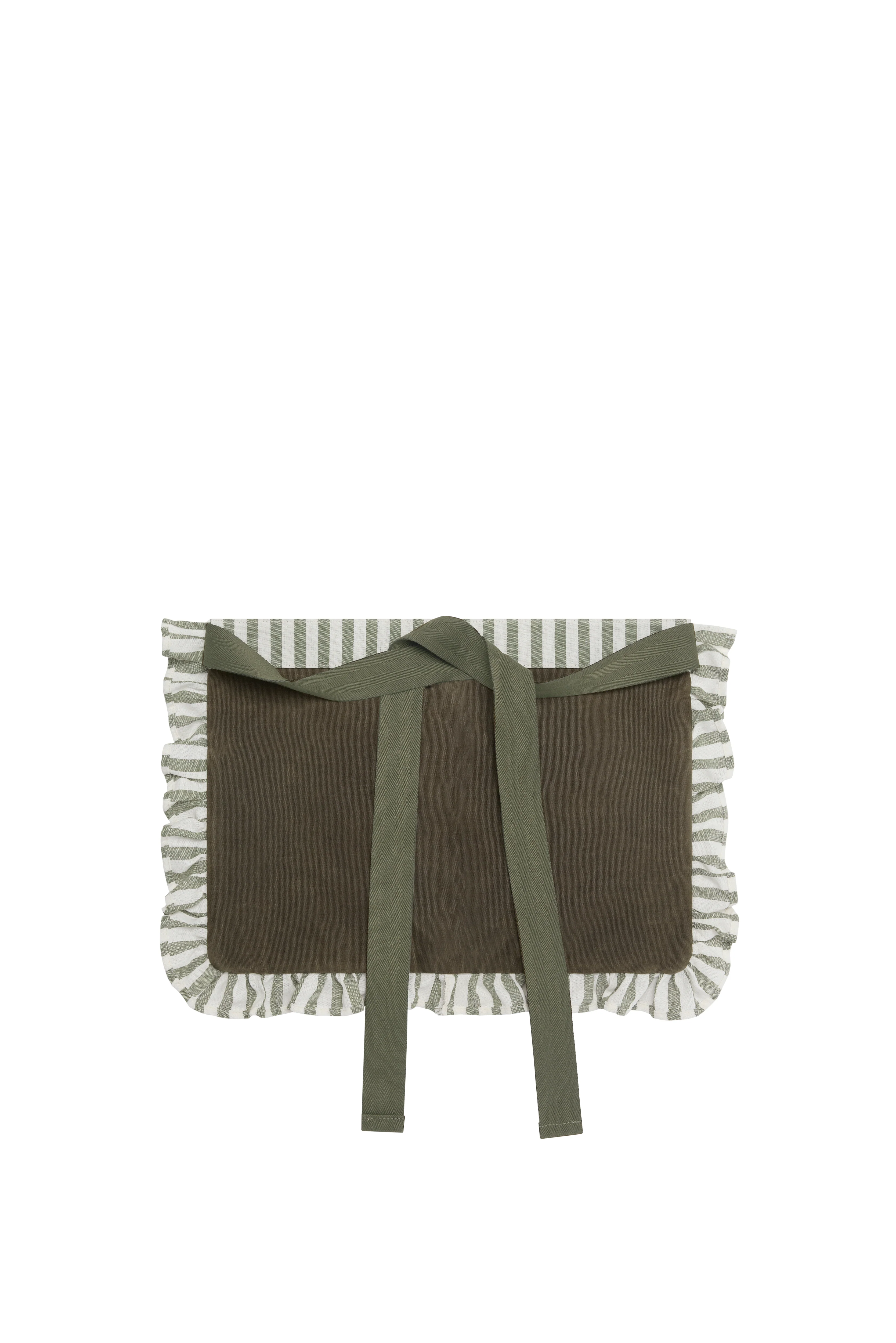 Frilled Half Gardening Apron (Green Stripe) - Image 4