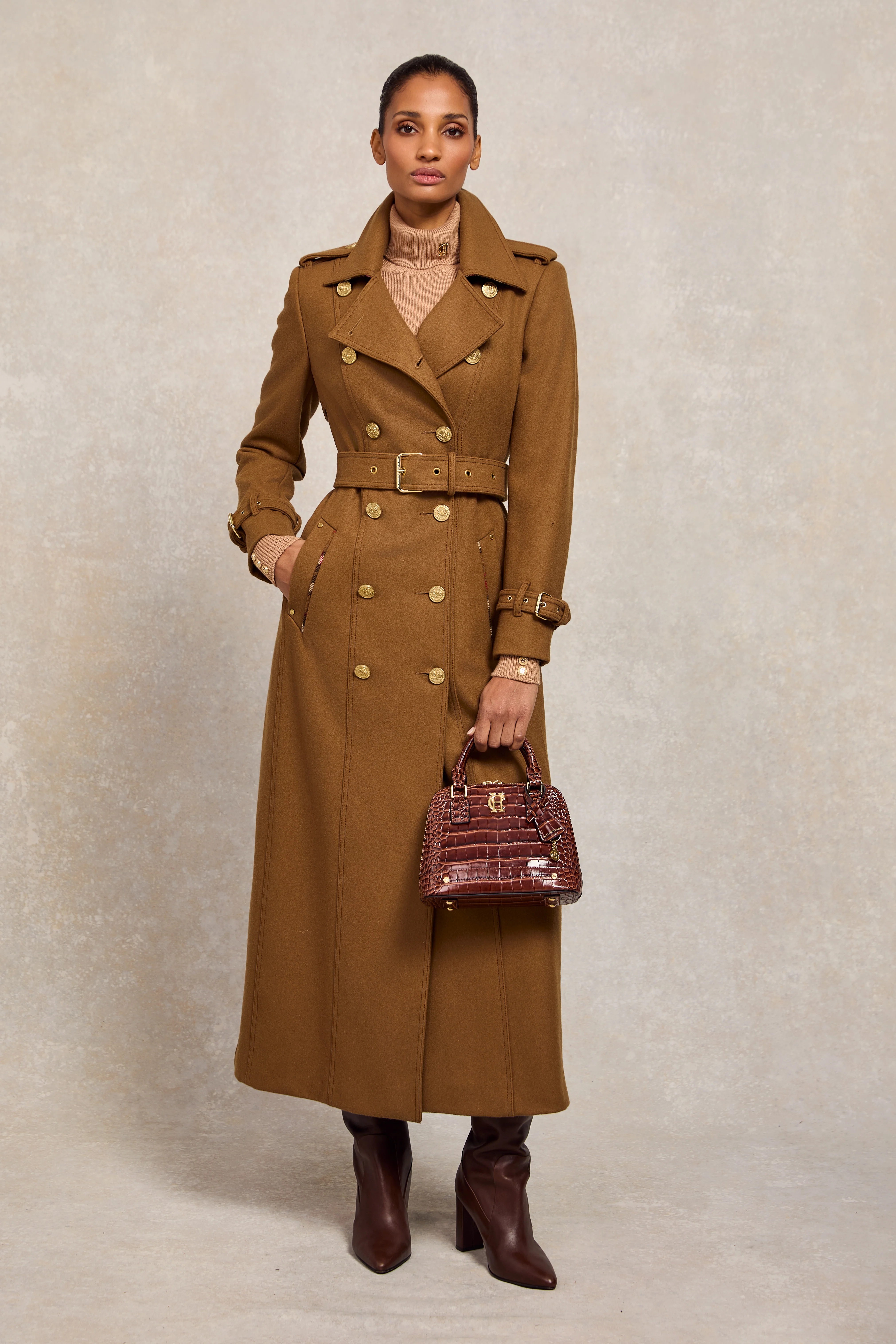 Full Length Chelsea Trench Coat (Dark Camel) - Image 3