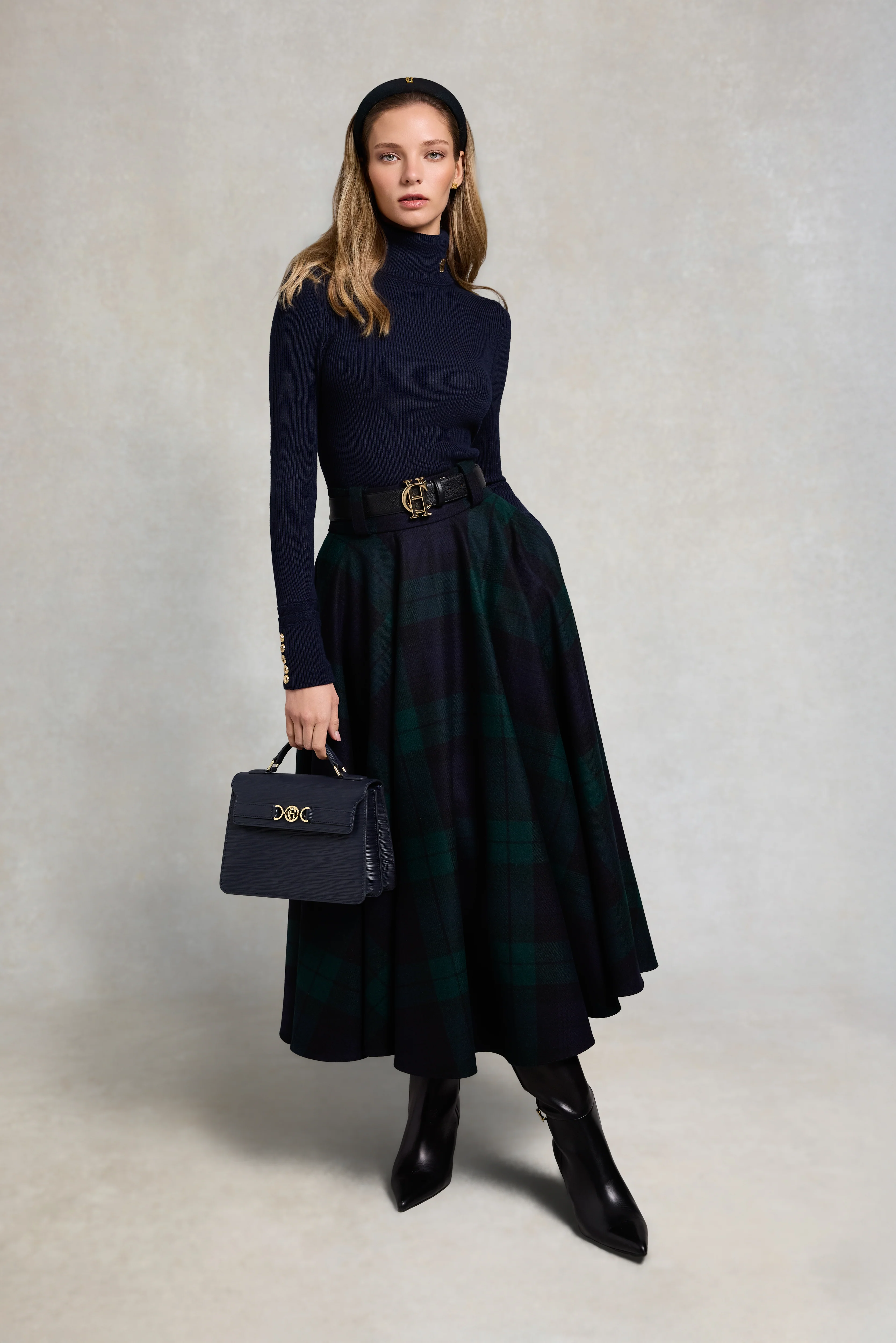 360 Maxi Tweed Circle Skirt (Blackwatch) - Image 2
