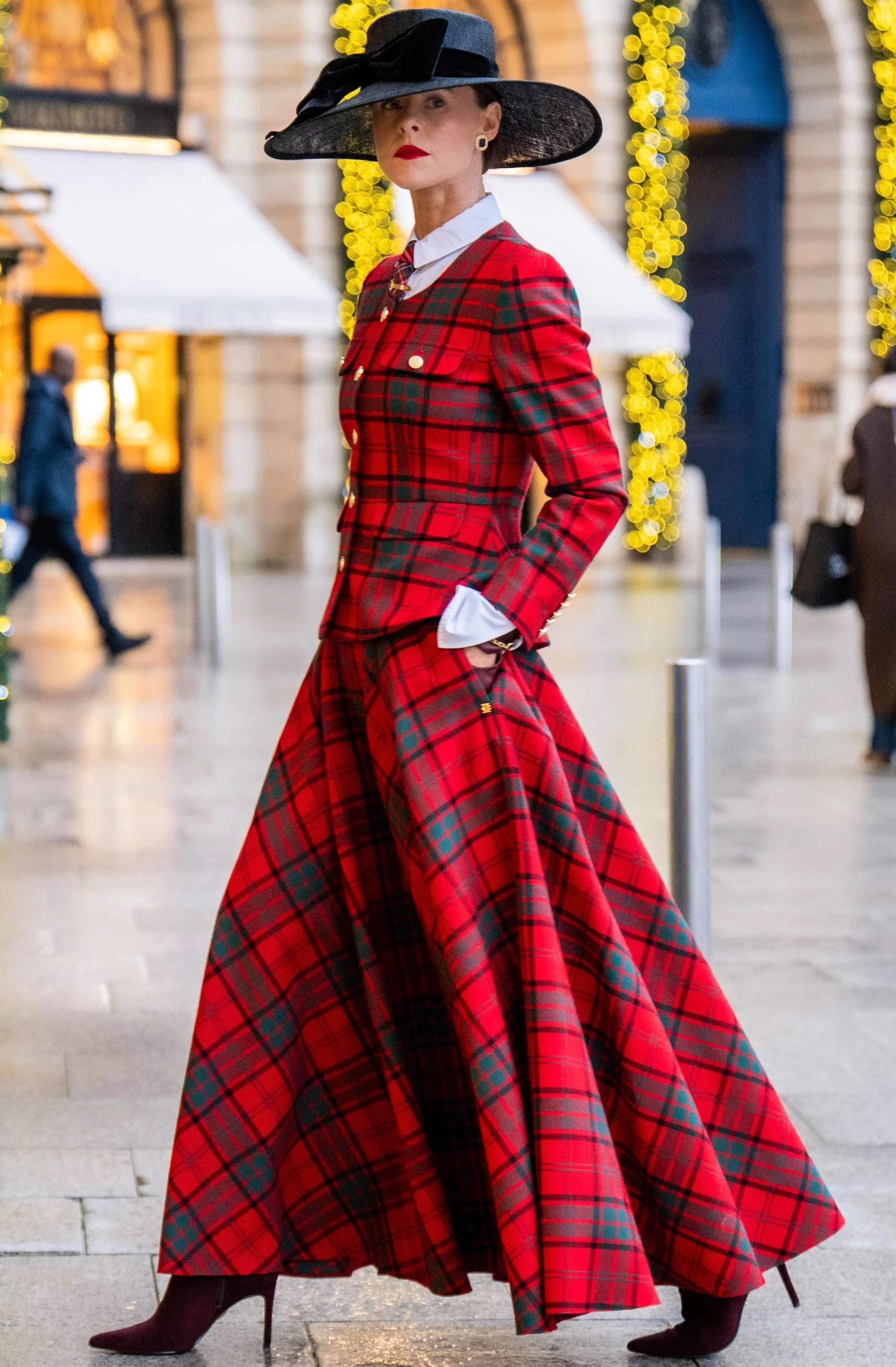 360 Maxi Tweed Circle Skirt (Red Tartan)