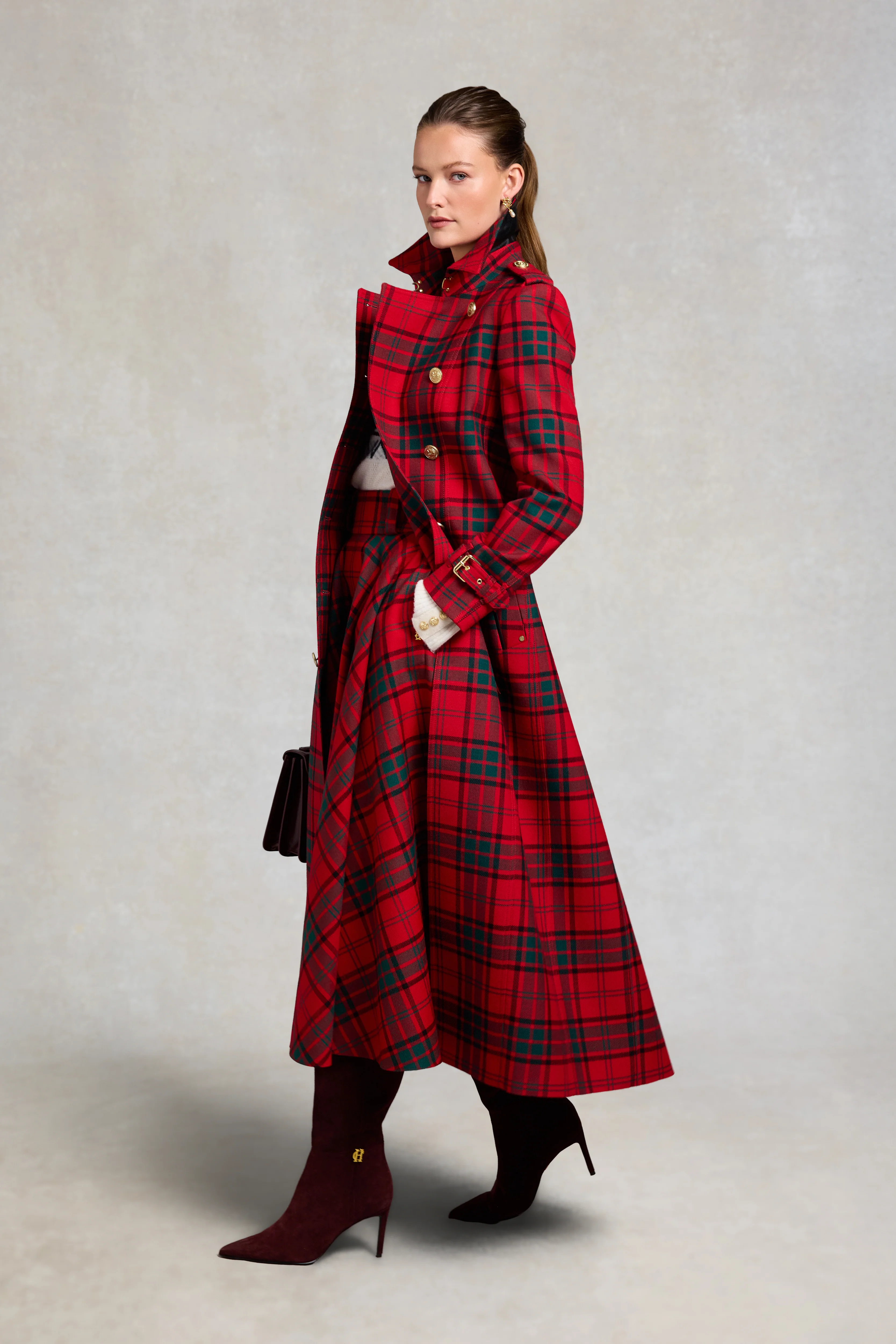 360 Maxi Tweed Circle Skirt (Red Tartan) - Image 6