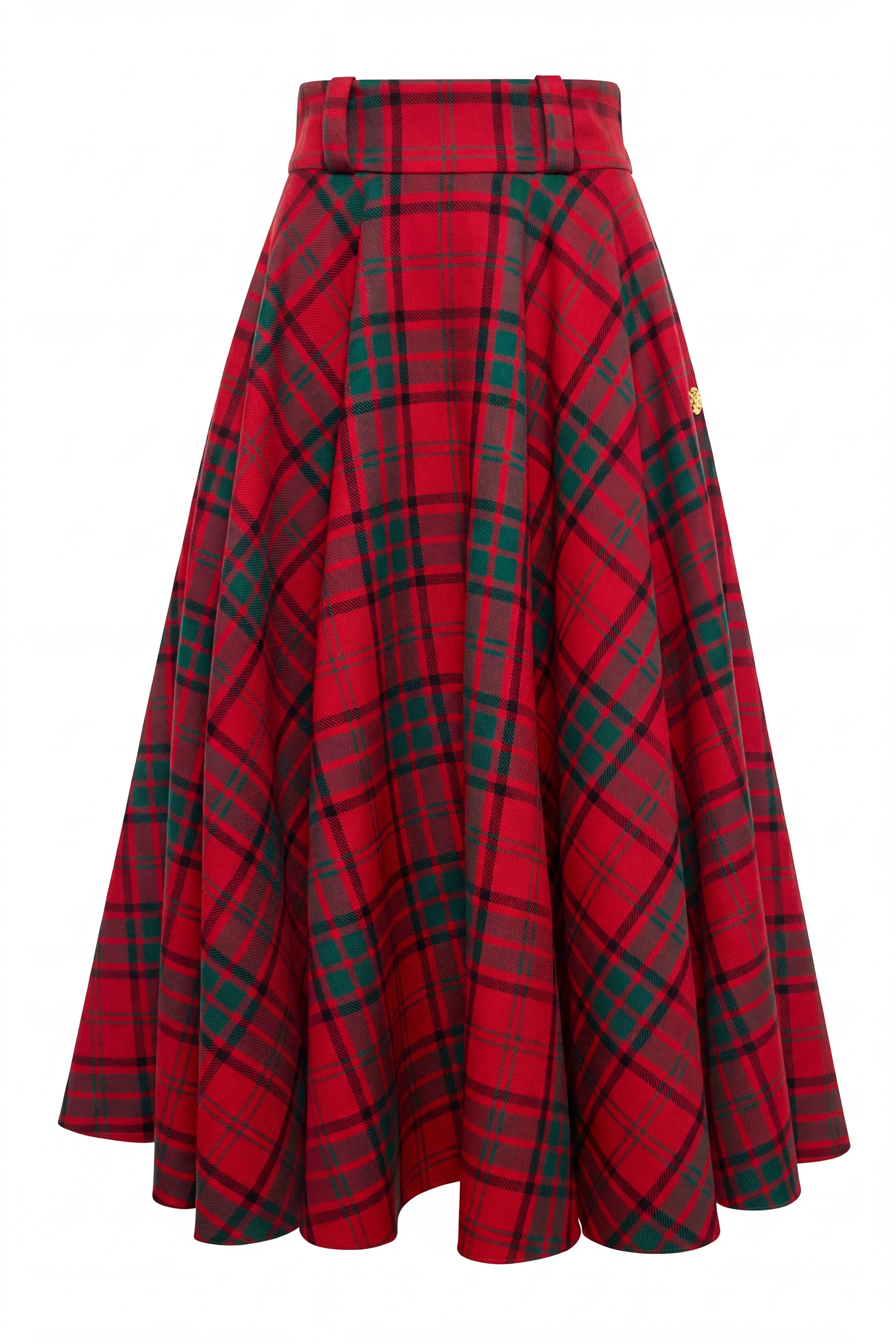 360 Maxi Tweed Circle Skirt (Red Tartan) - Image 8