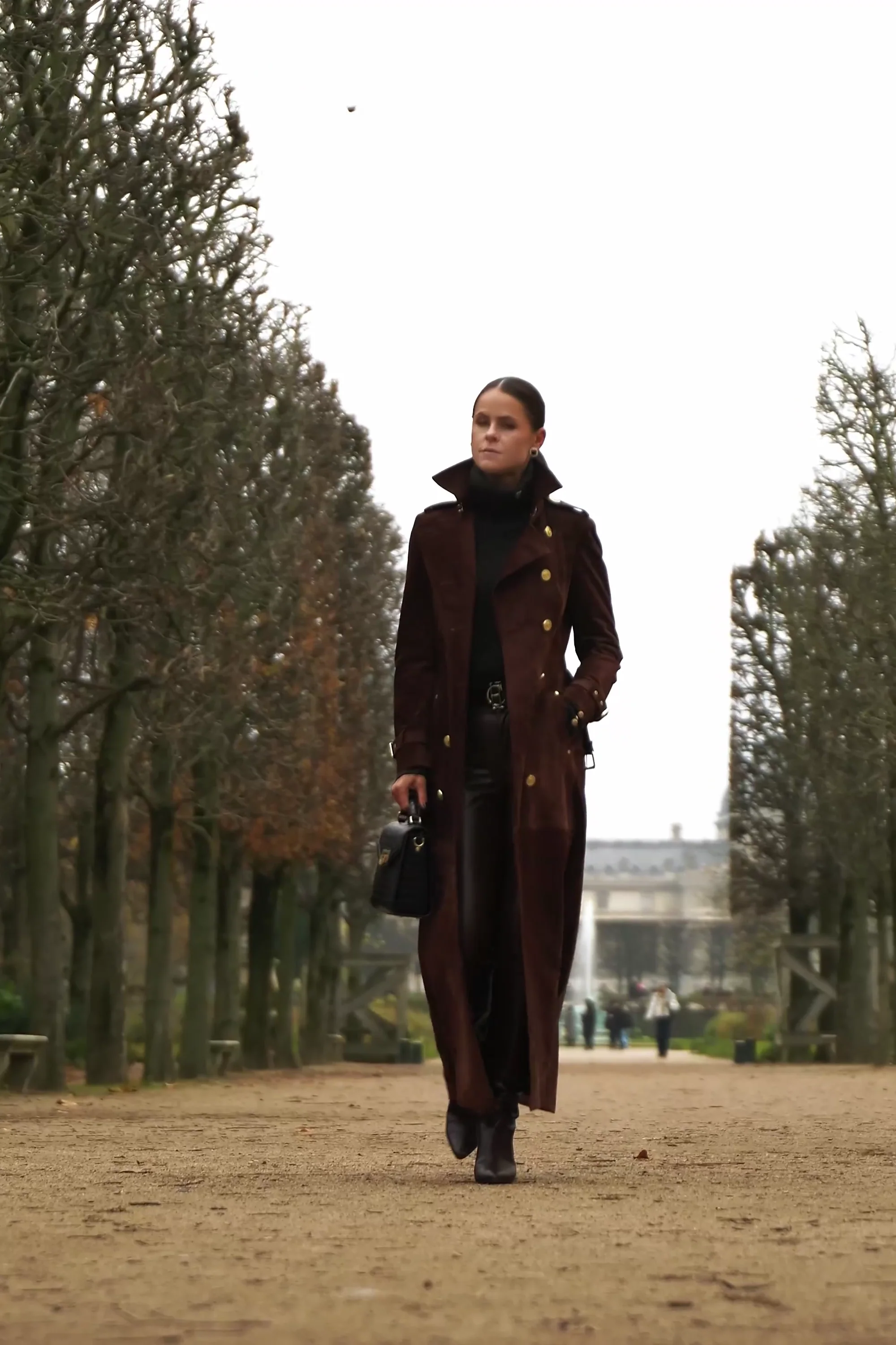 Full Length Marlborough Trench Coat (Chocolate Suede) - Image 5