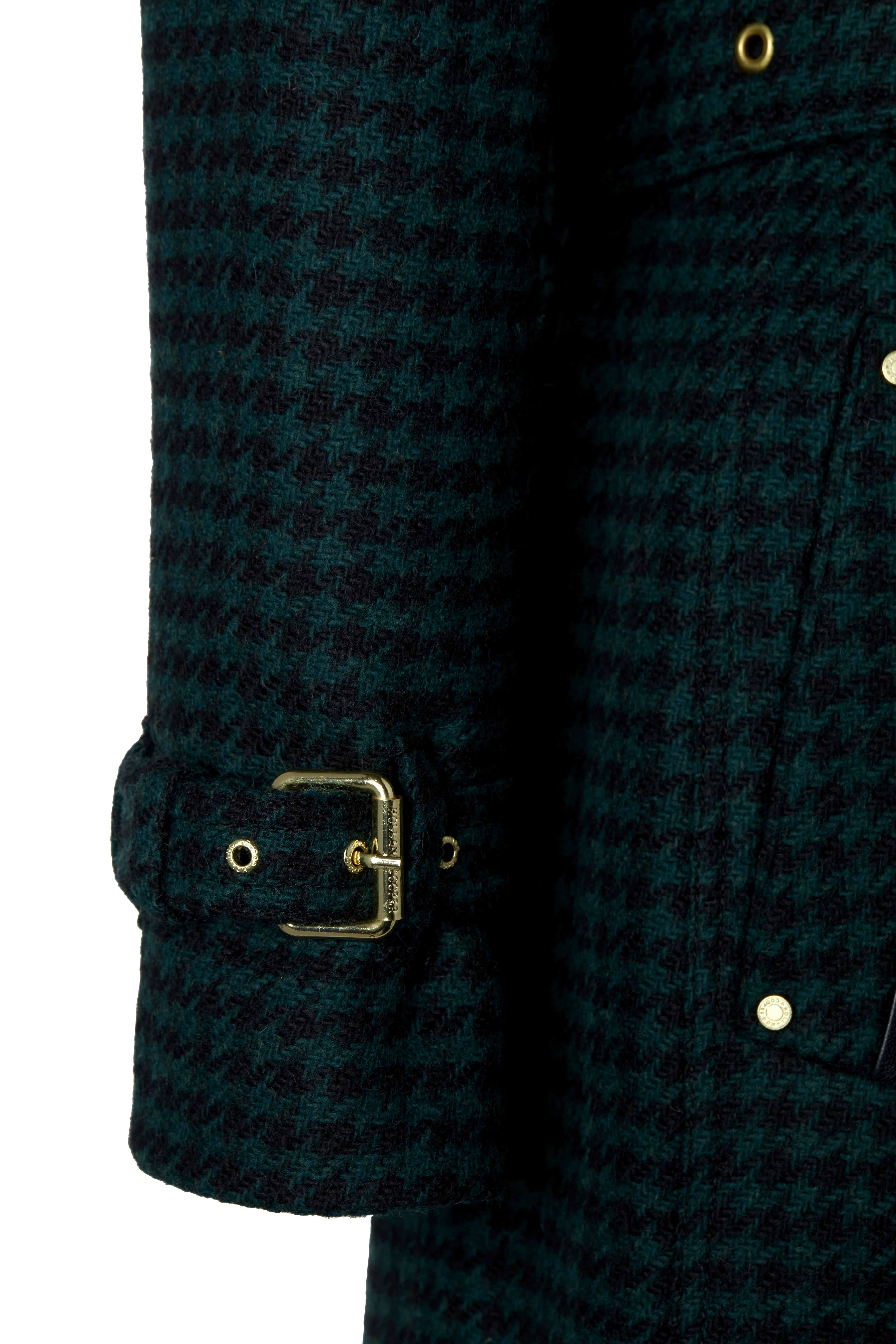 Full Length Marlborough Trench Coat (Emerald Houndstooth) - Image 14