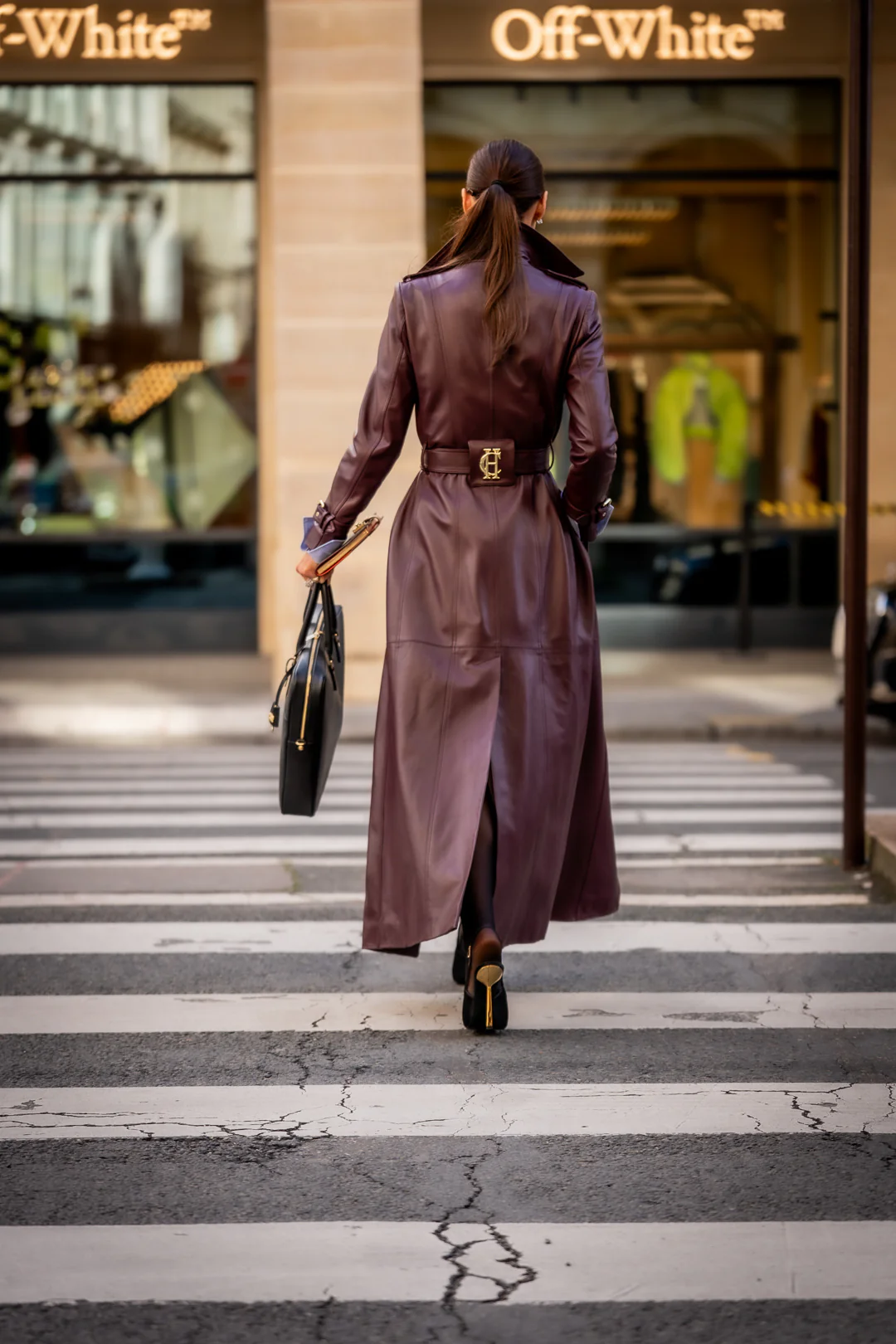 Full Length Marlborough Trench Coat (Valencia Leather Oxblood) - Image 3