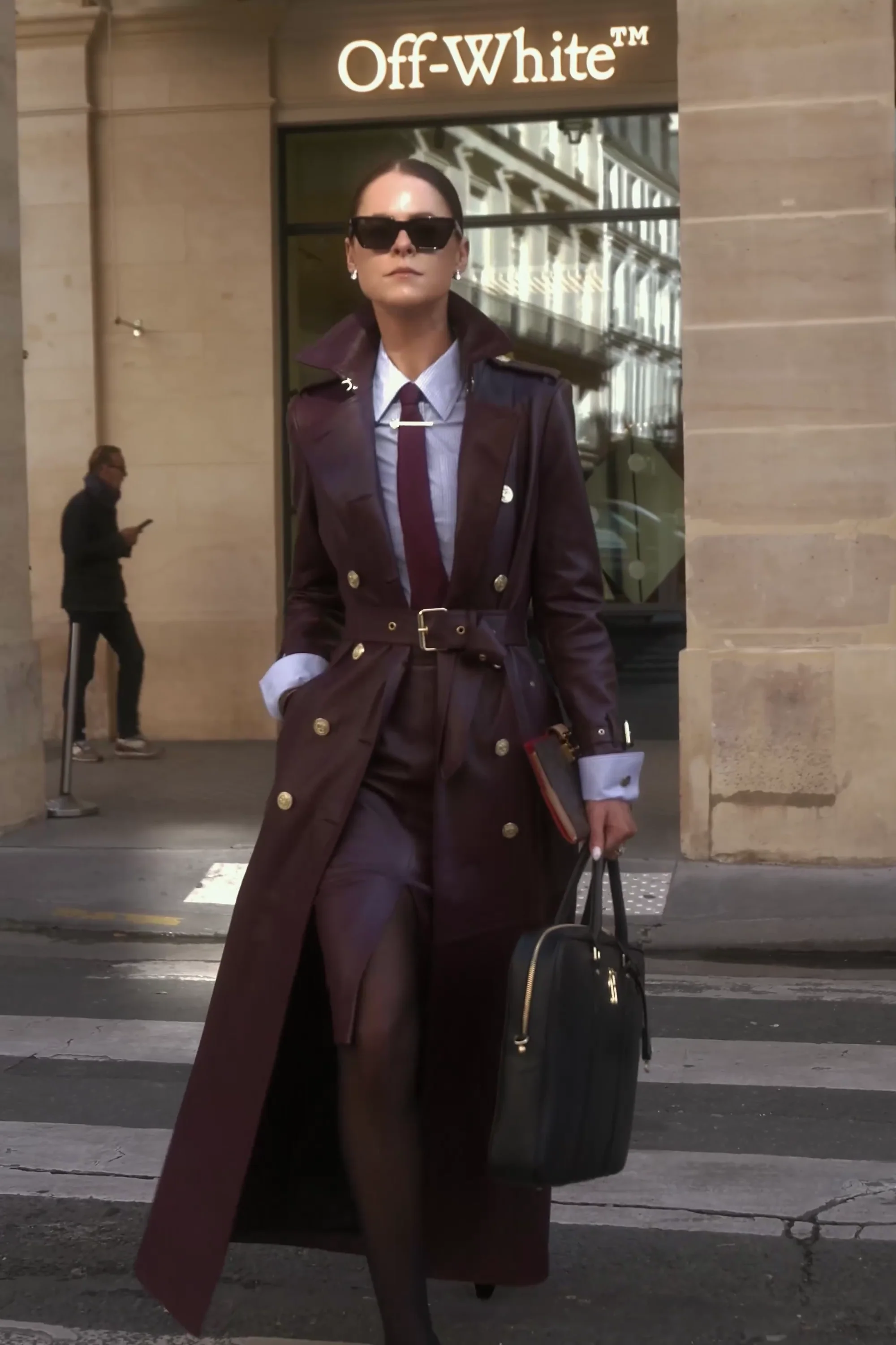Full Length Marlborough Trench Coat (Valencia Leather Oxblood) - Image 5