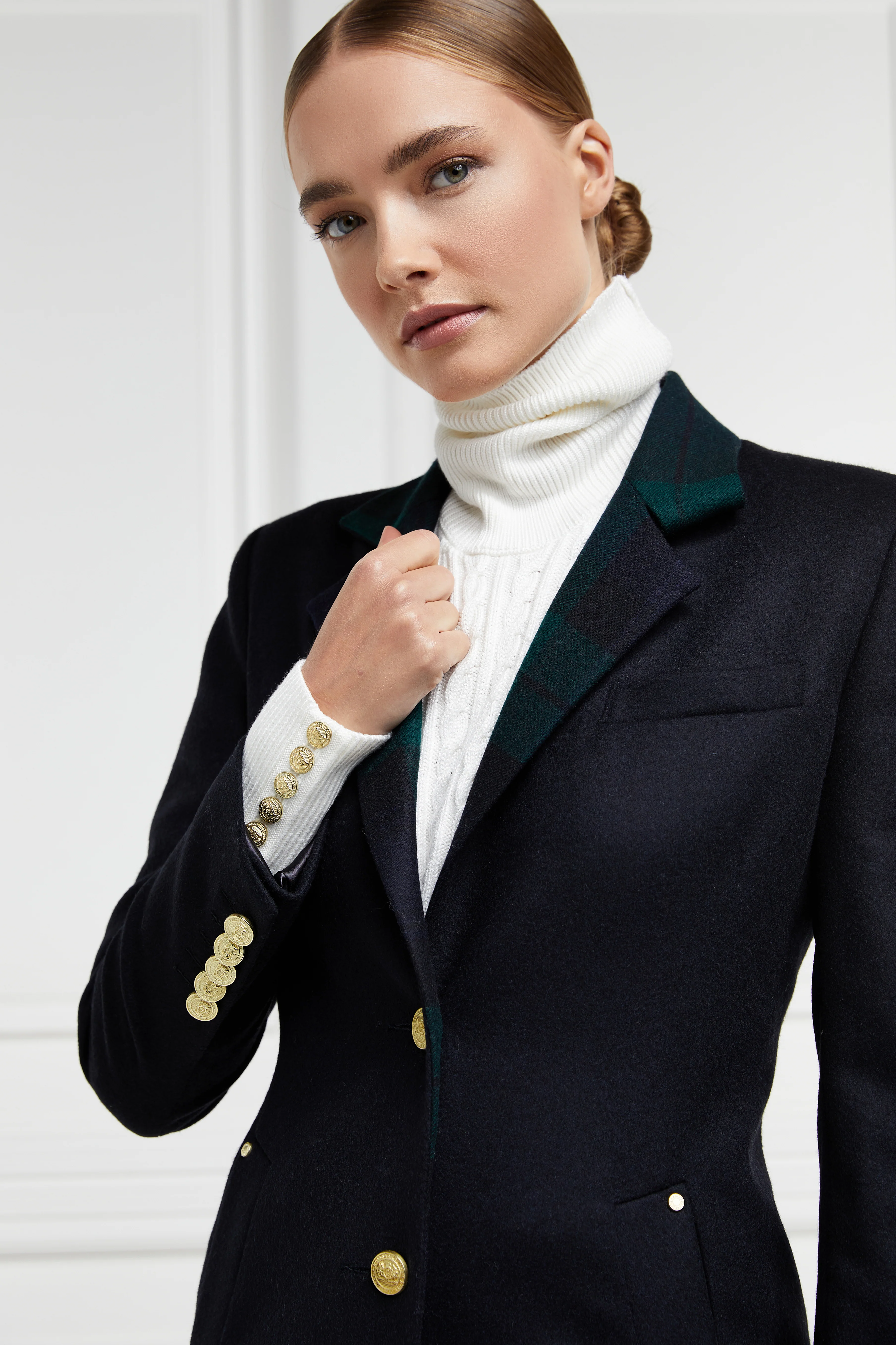 Full Length Regency Coat (Soft Navy Blackwatch) - Image 10