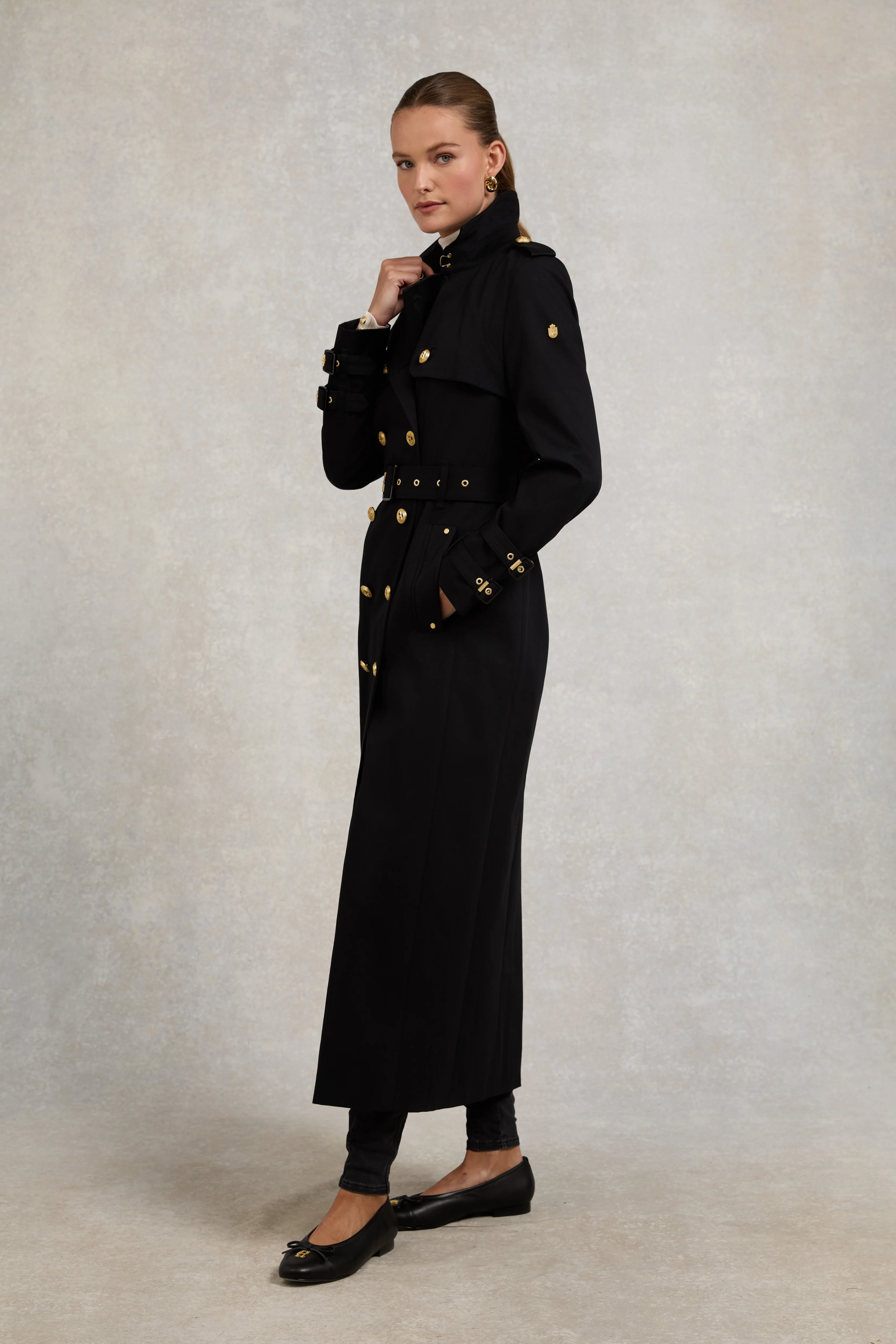 Gatcombe Full Length Trench Coat (Black) - Image 5