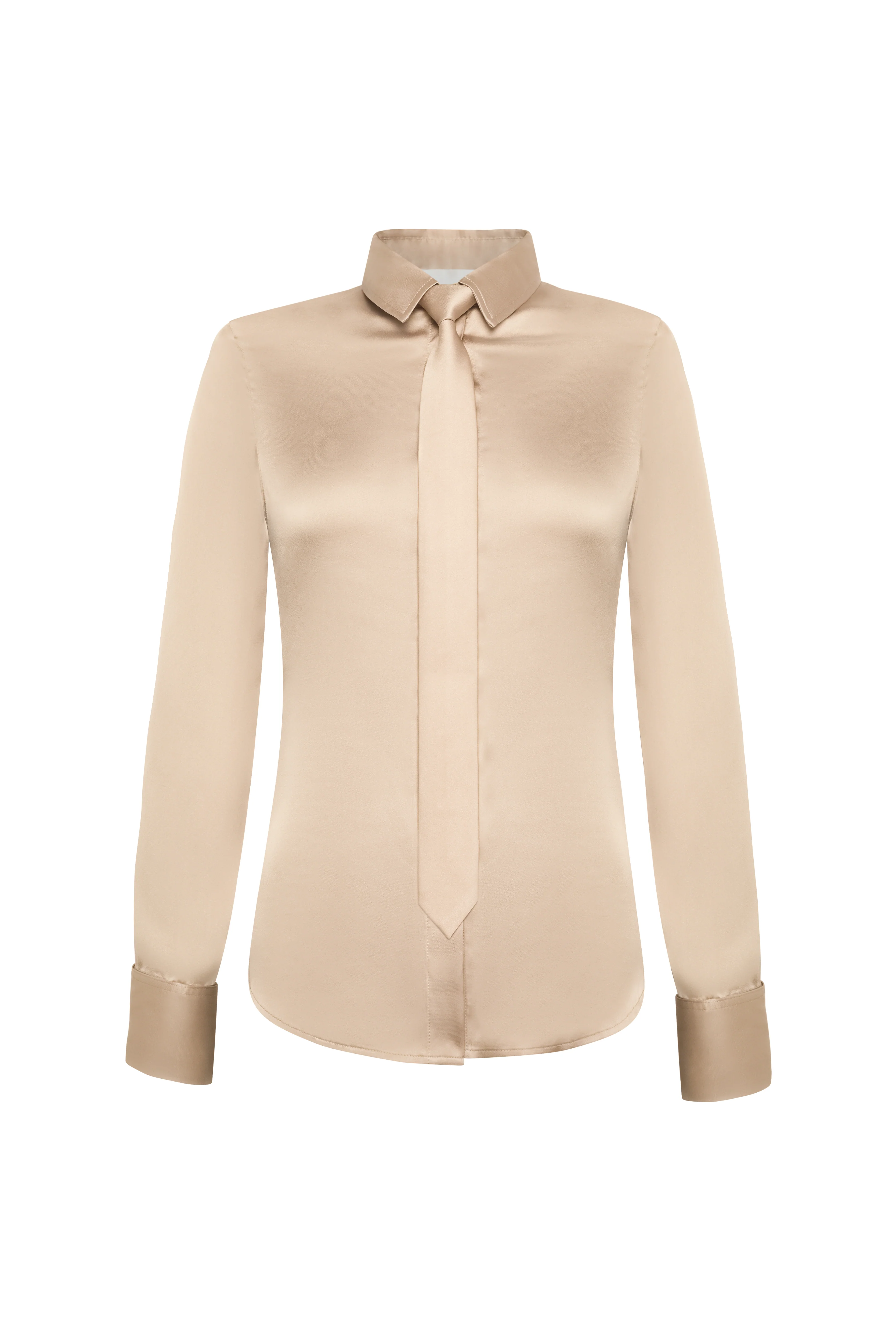 Georgina Satin Shirt (Champagne) - Image 6