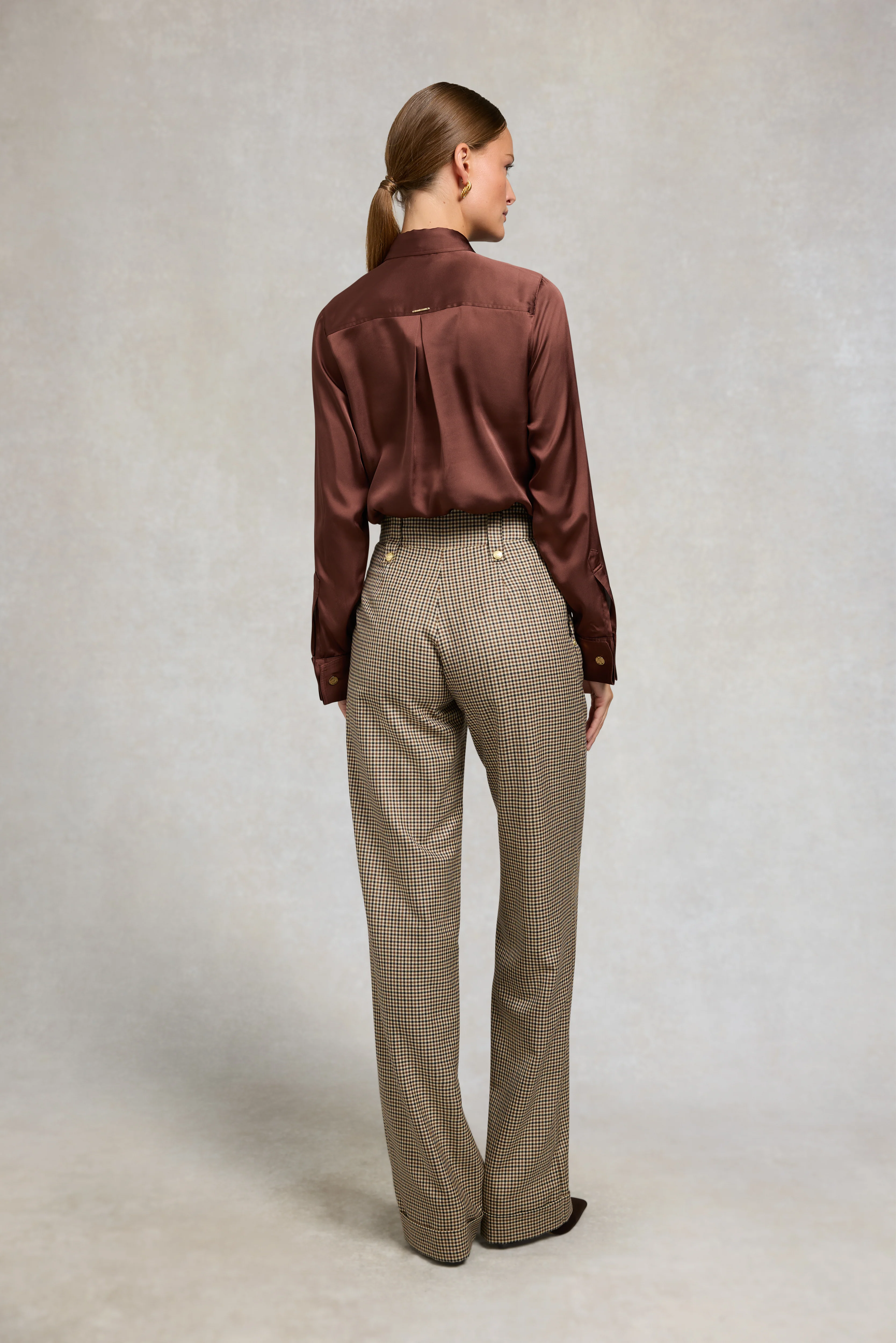 Georgina Satin Shirt (Chocolate) - Image 7
