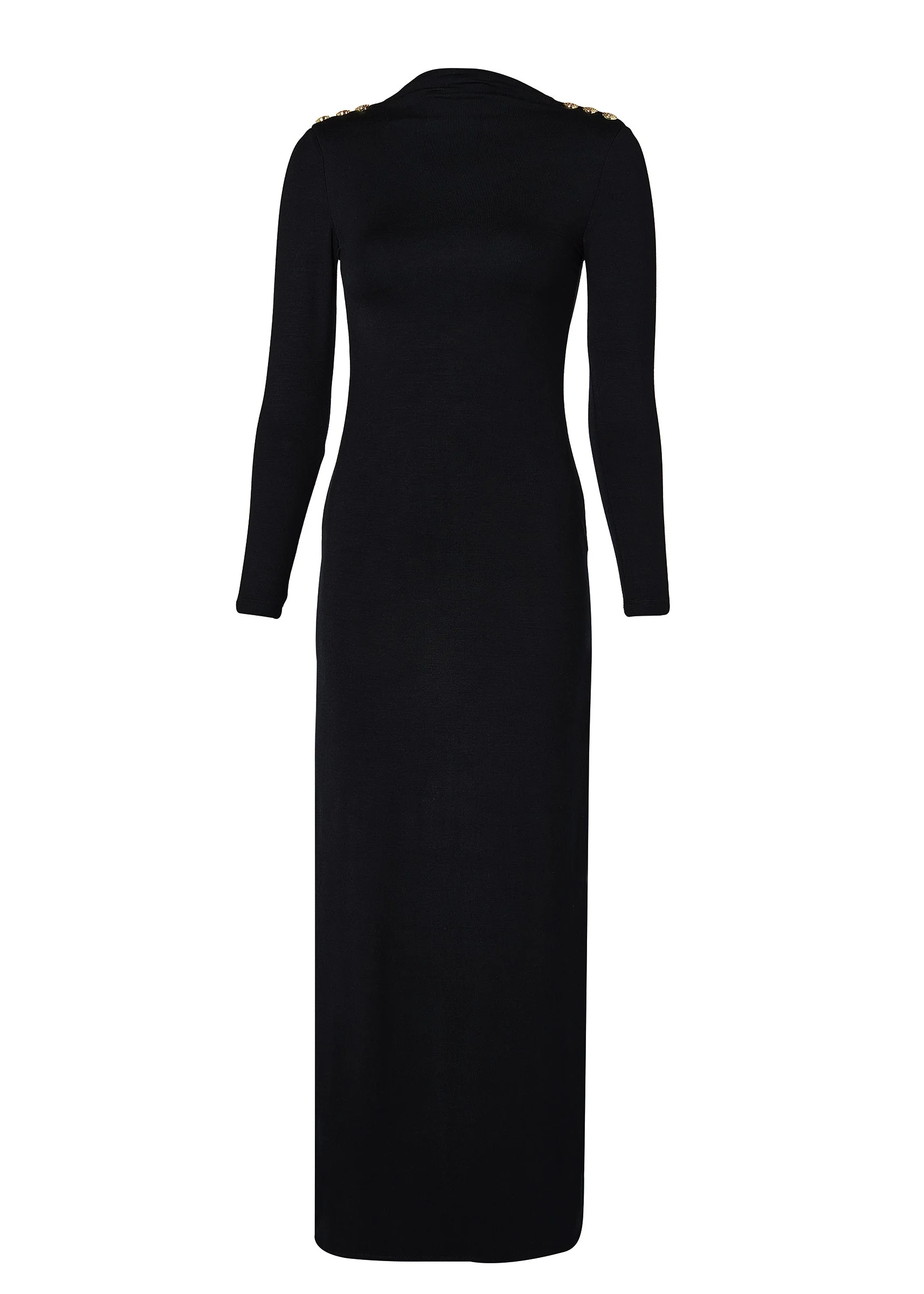 Harper Long Sleeve Maxi Dress (Black) - Image 4