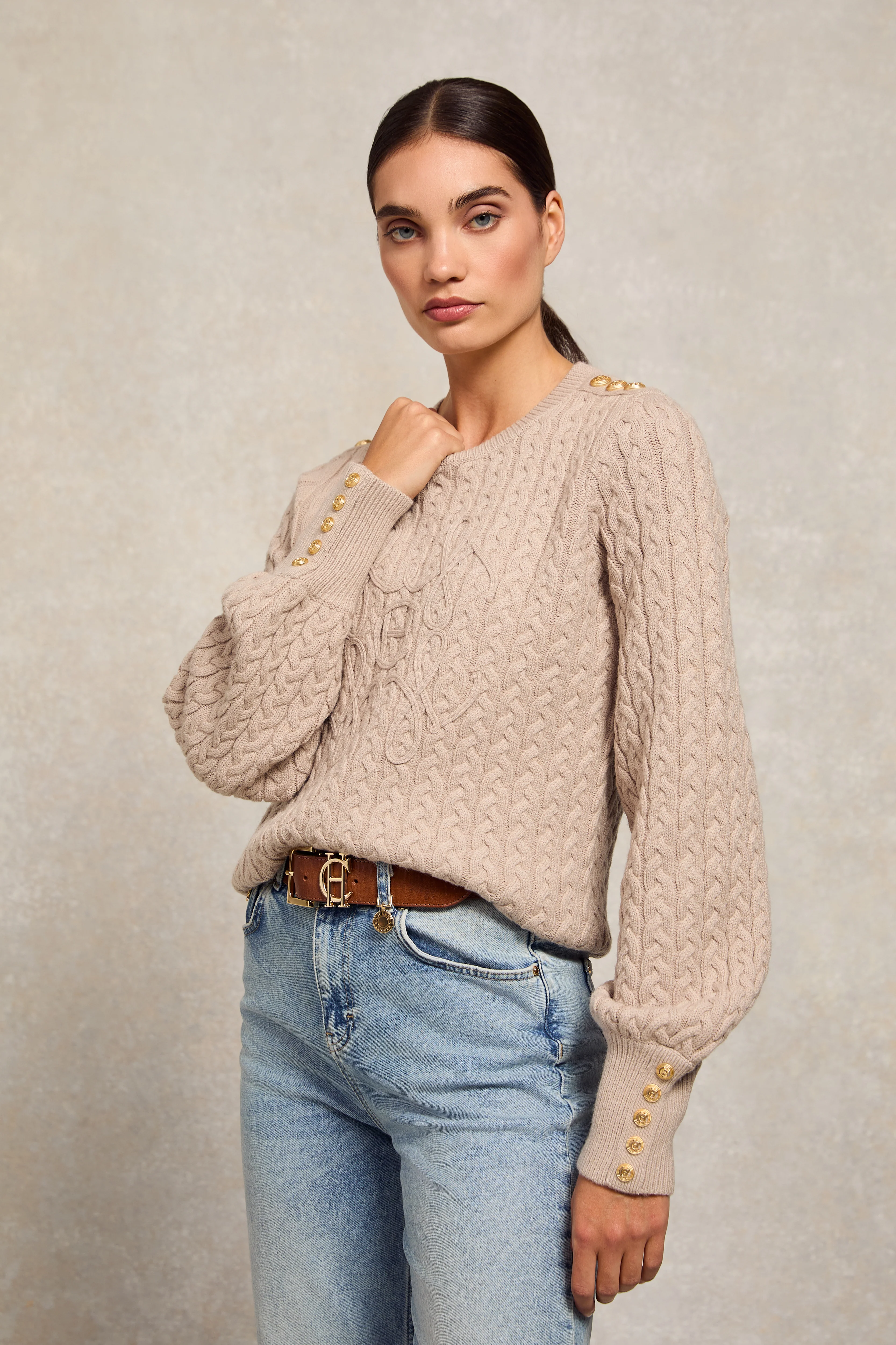 Harriet Crew Neck Knit (Taupe) - Image 2