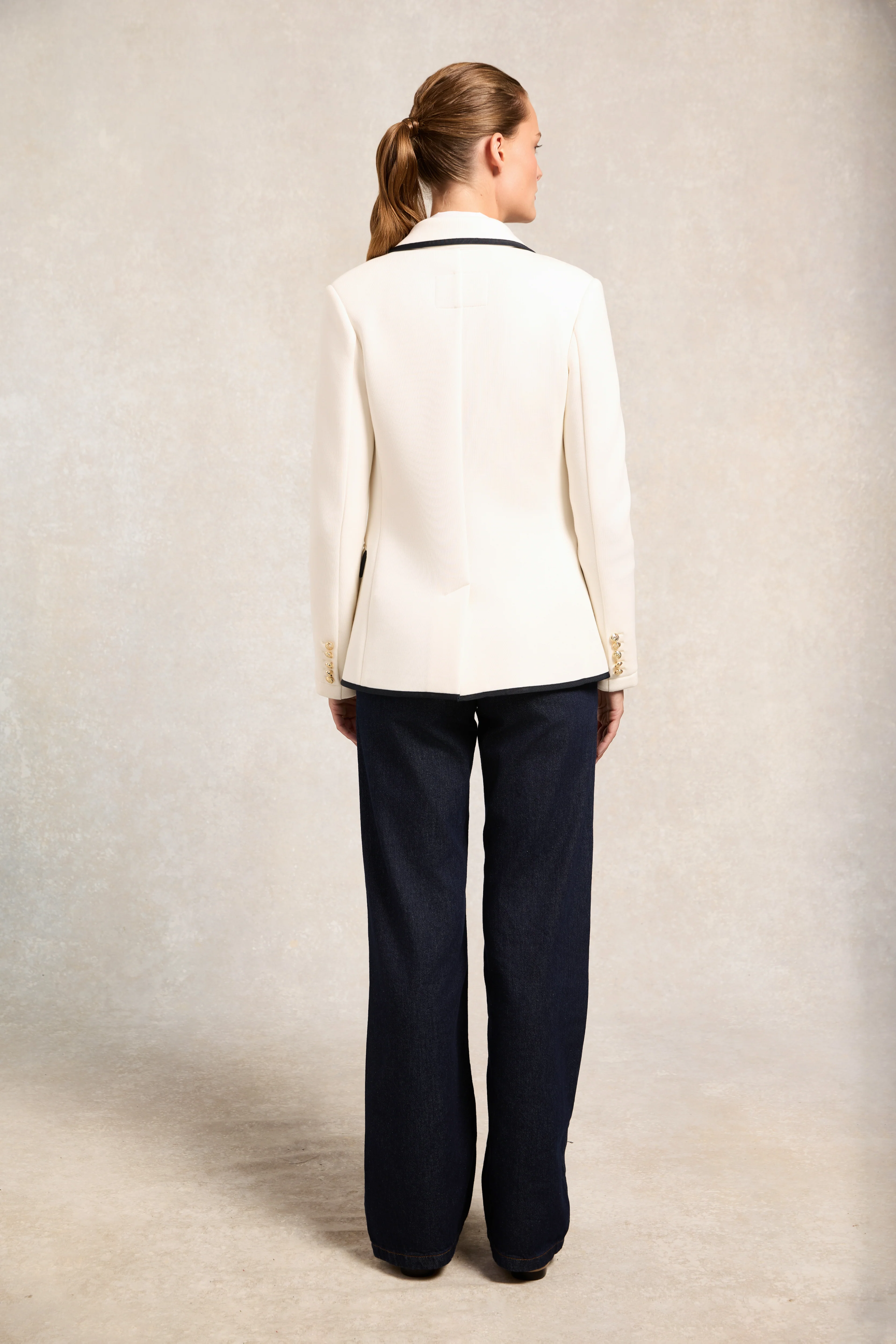 Henley Double Breasted Blazer (Cream) - Image 6