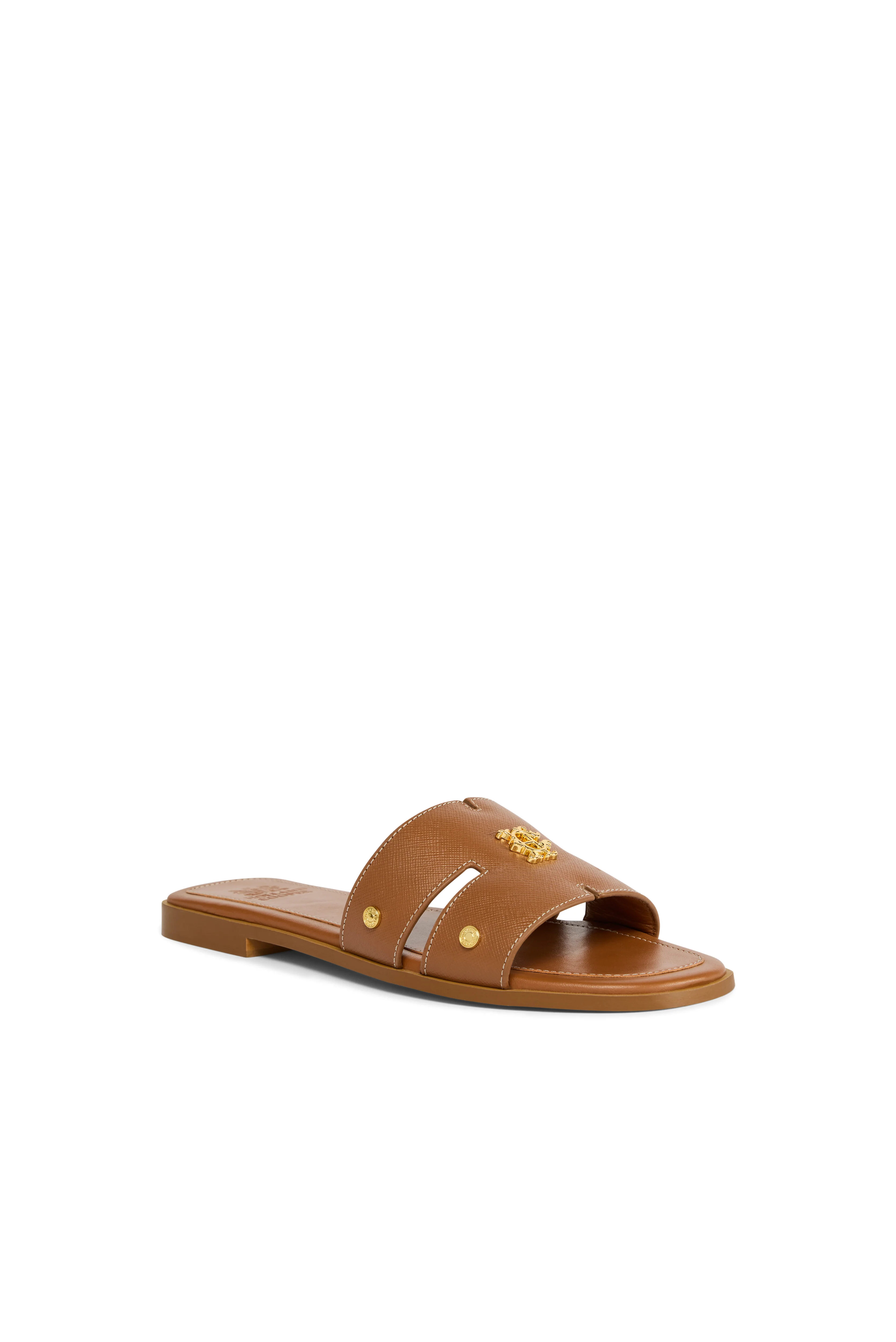 Heraldic Monogram Slides (Tan Saffiano) - Image 3