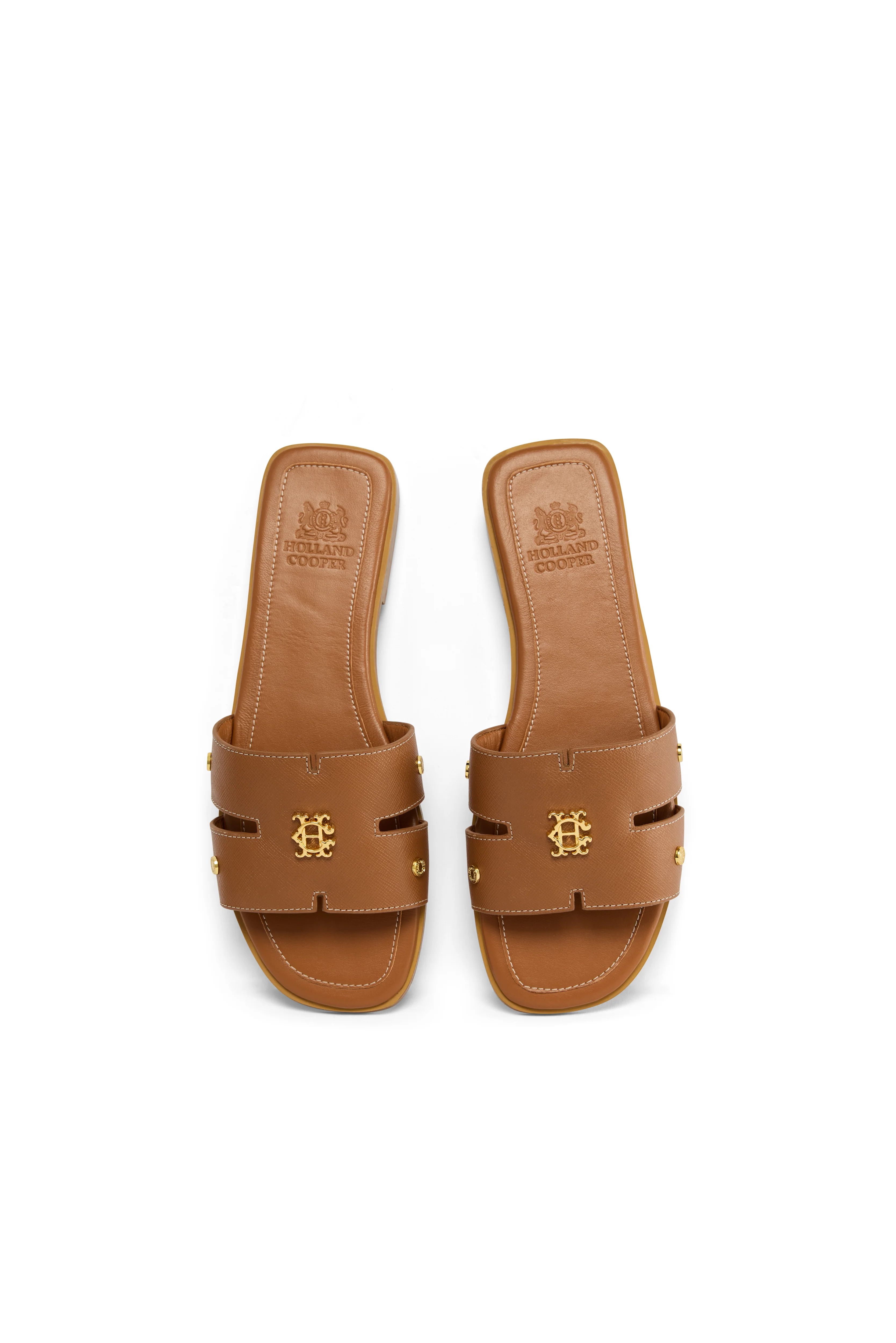 Heraldic Monogram Slides (Tan Saffiano) - Image 5