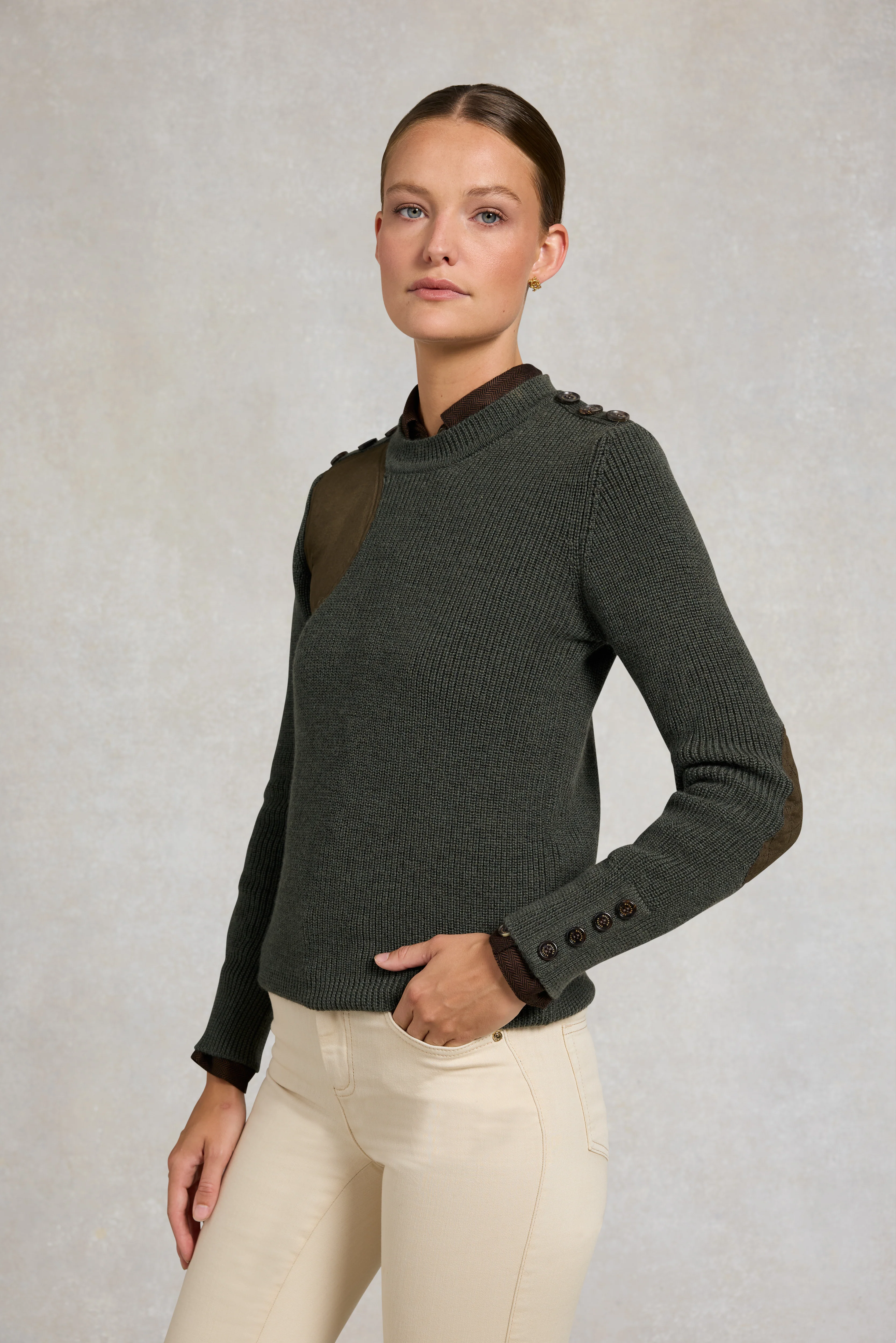 Heritage Crew Neck Knit (Forest Marl) - Image 2