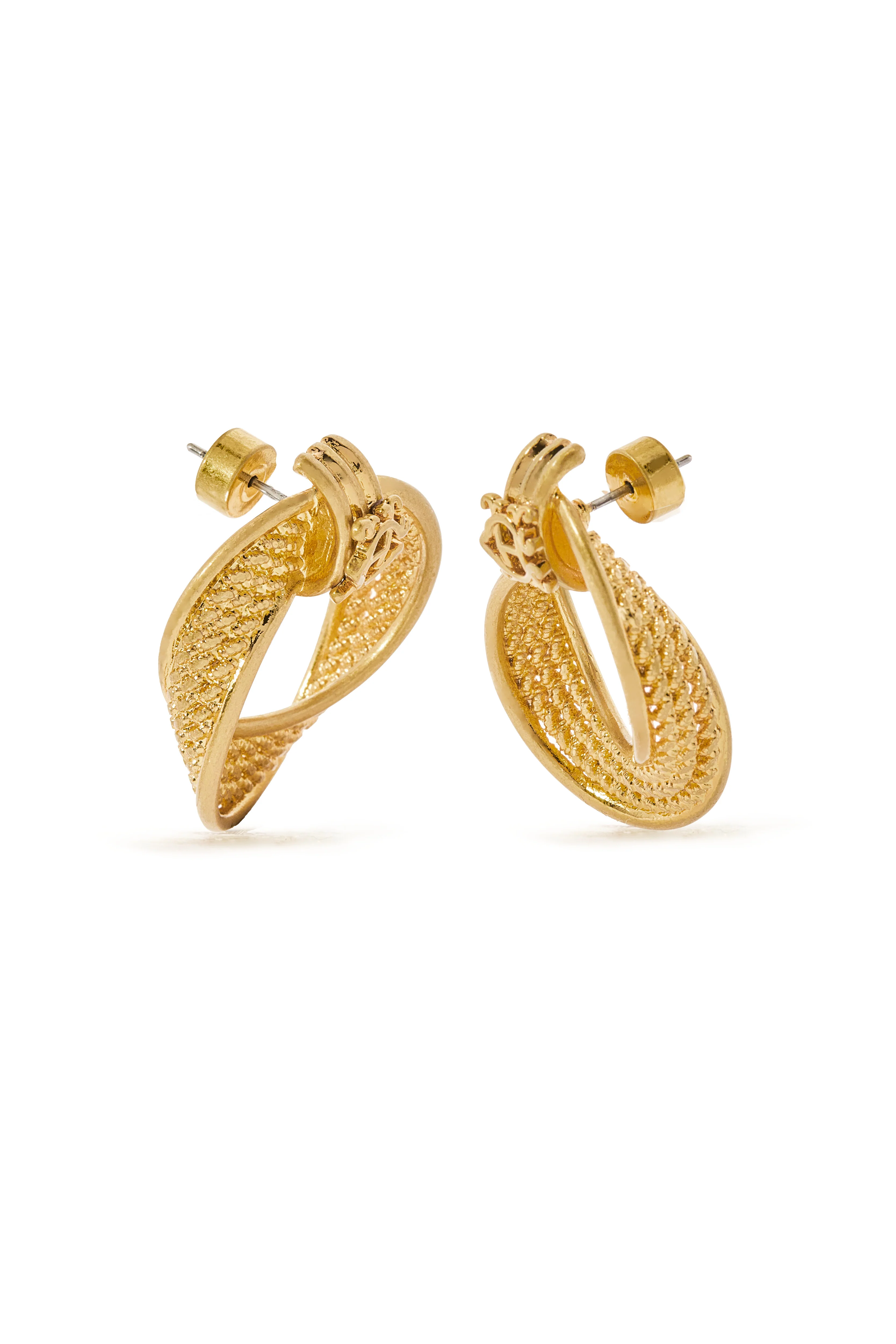 Heritage Textured Hoop Earrings (Vintage Gold) - Image 4