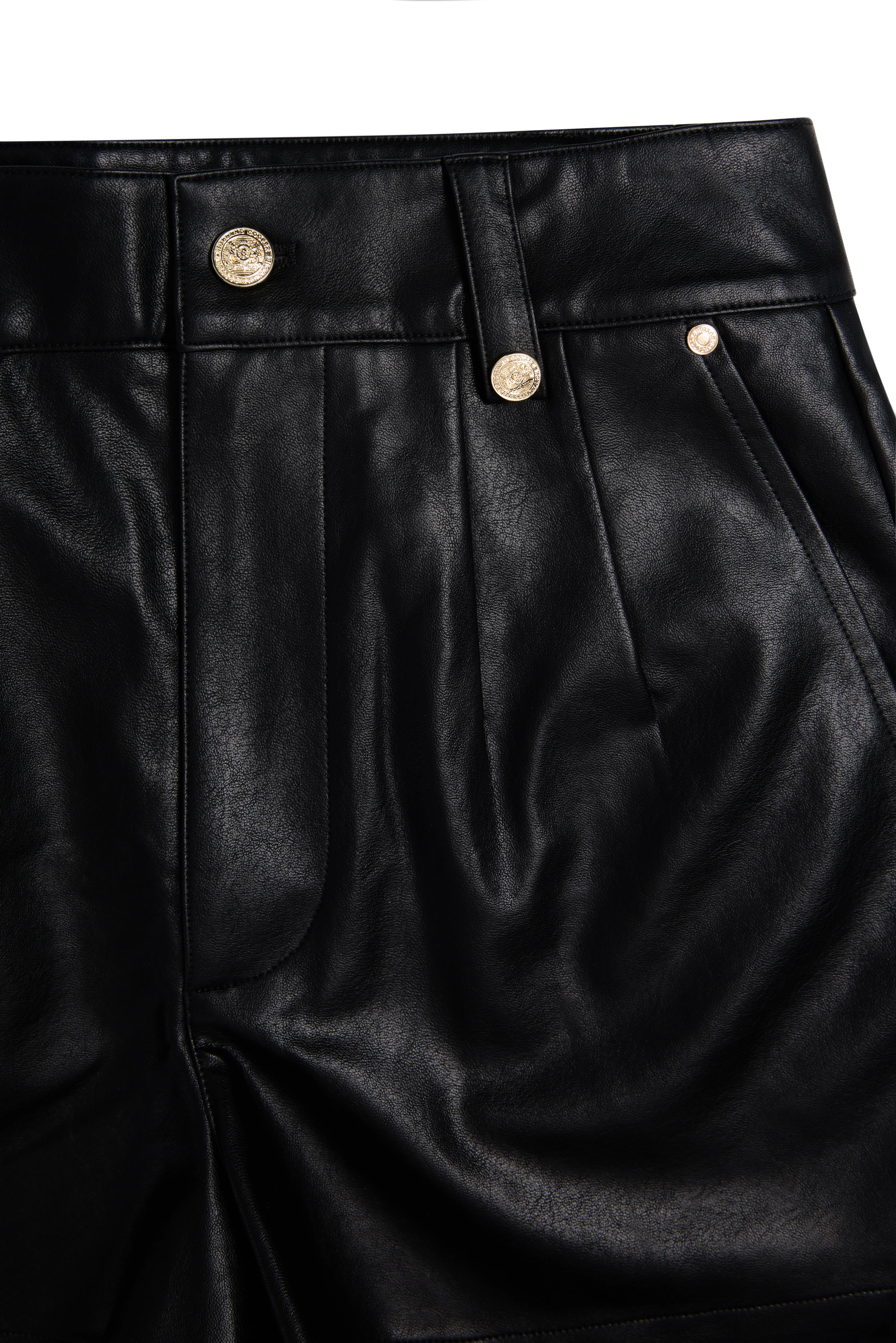 High Waisted Faux Leather Short (Black) - Image 7