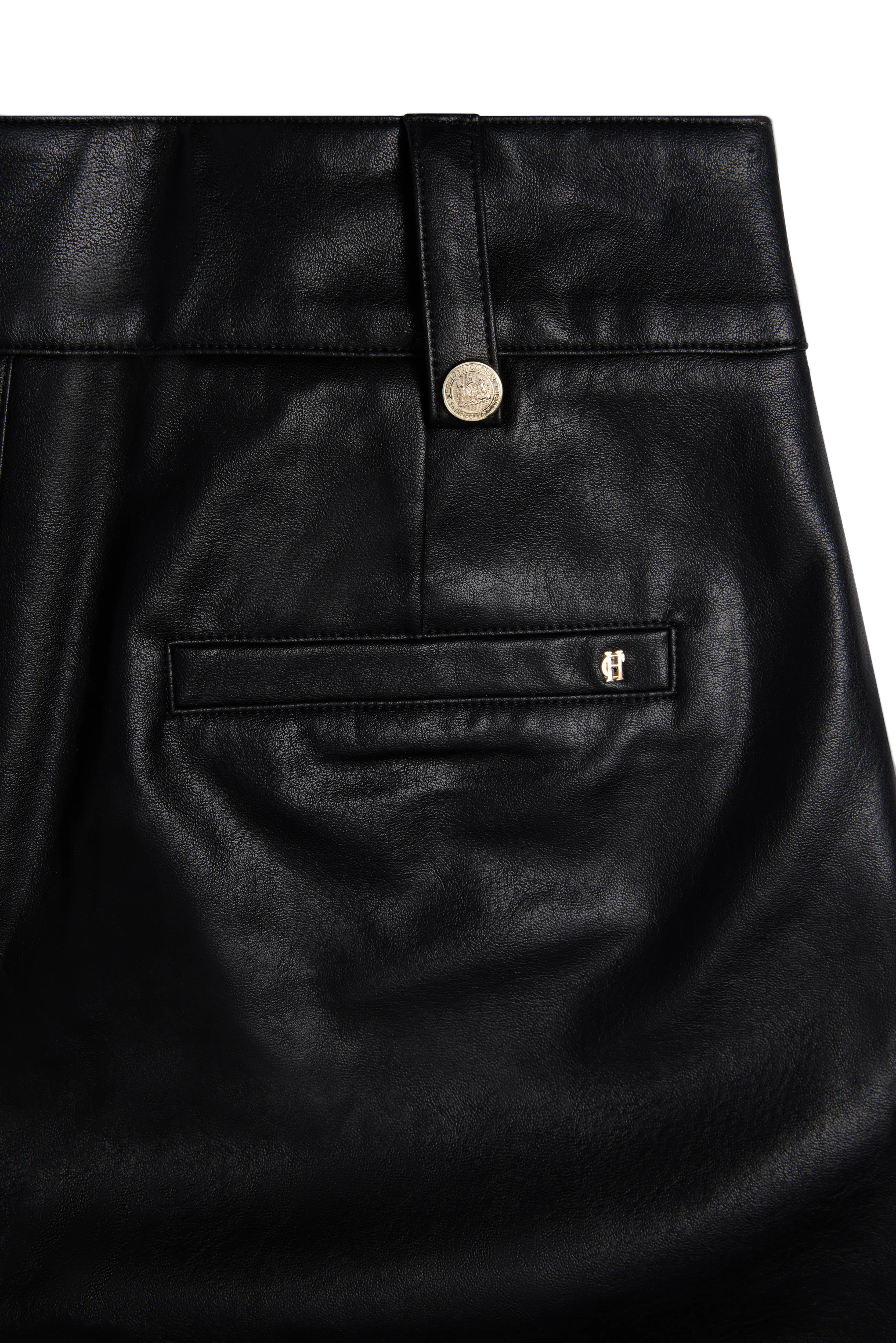 High Waisted Faux Leather Short (Black) - Image 8