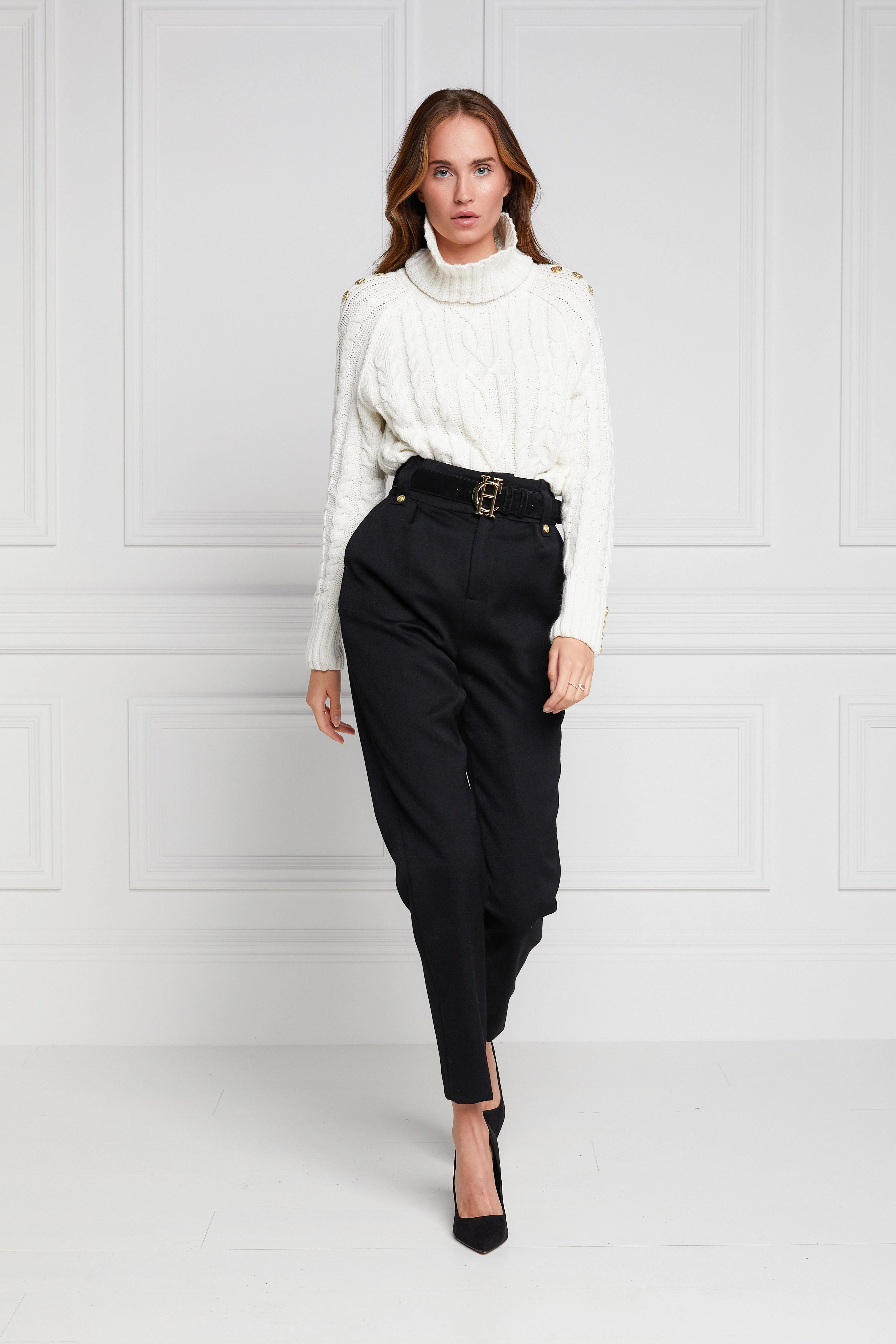High Waisted Peg Trouser (Black Barathea) - Image 3
